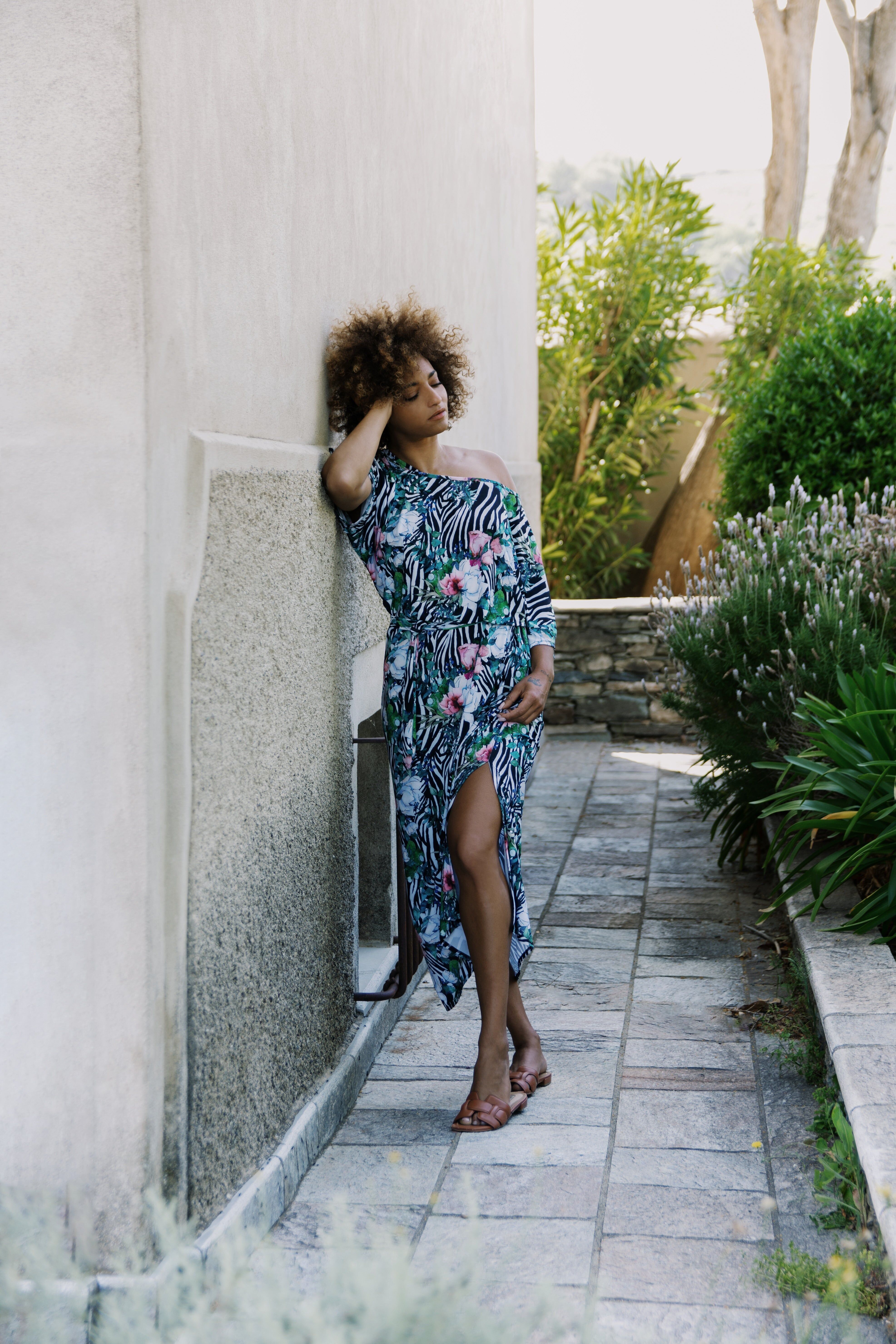 Abito lungo con scollo a barca Brisa