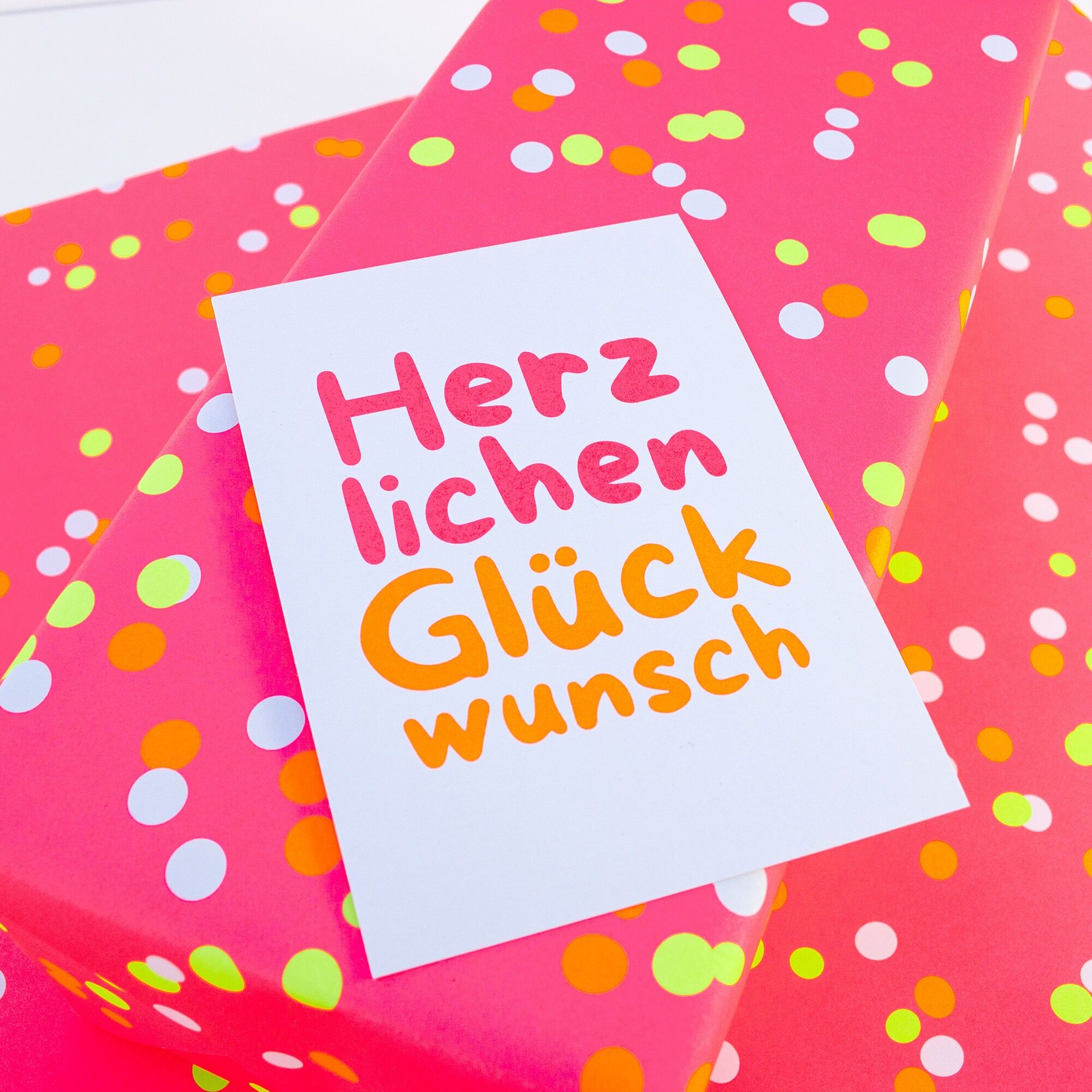 Carte postale « Félicitations » (néon) en papier recyclé