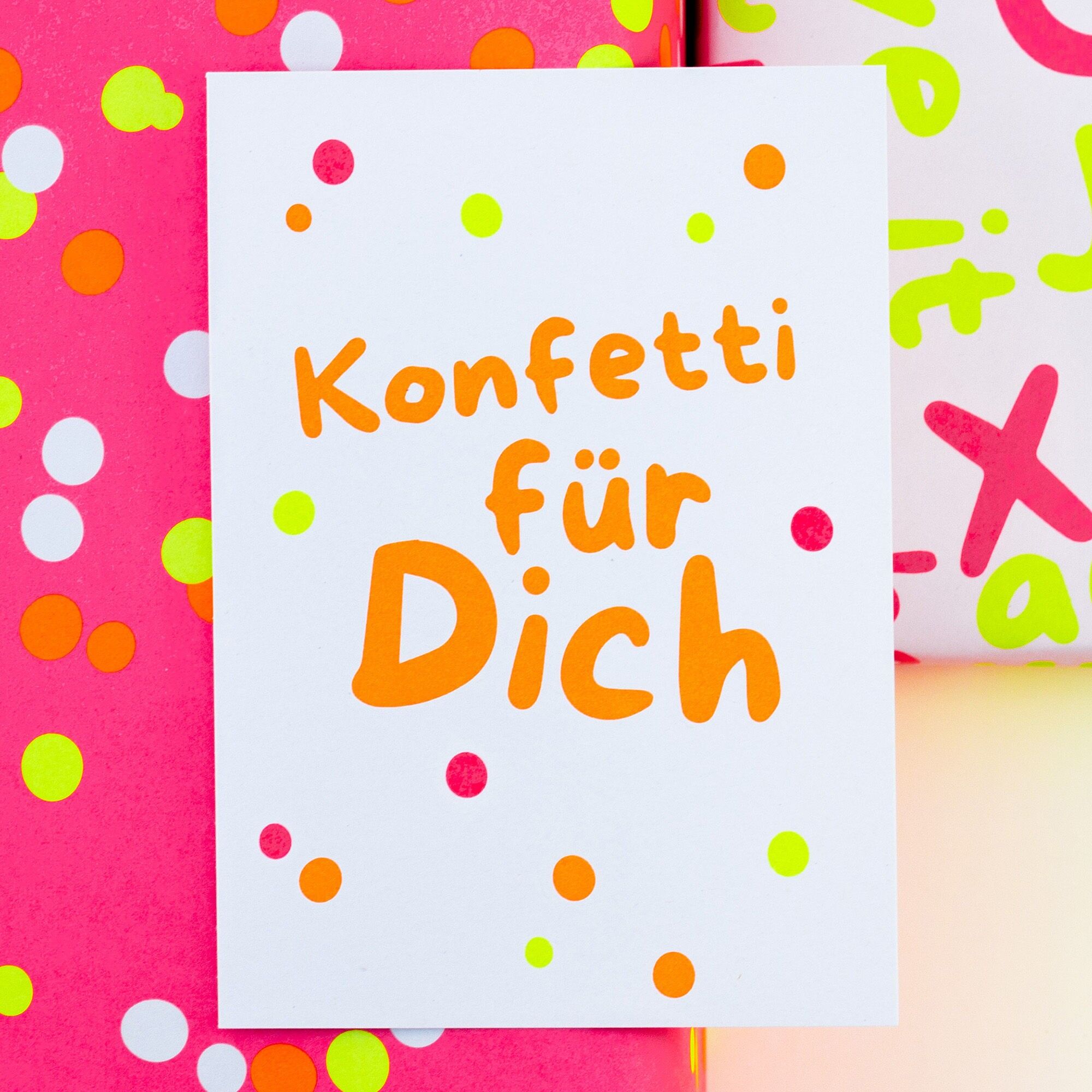 Postcard "Confetti for You" (Neon) made from recycled paper
