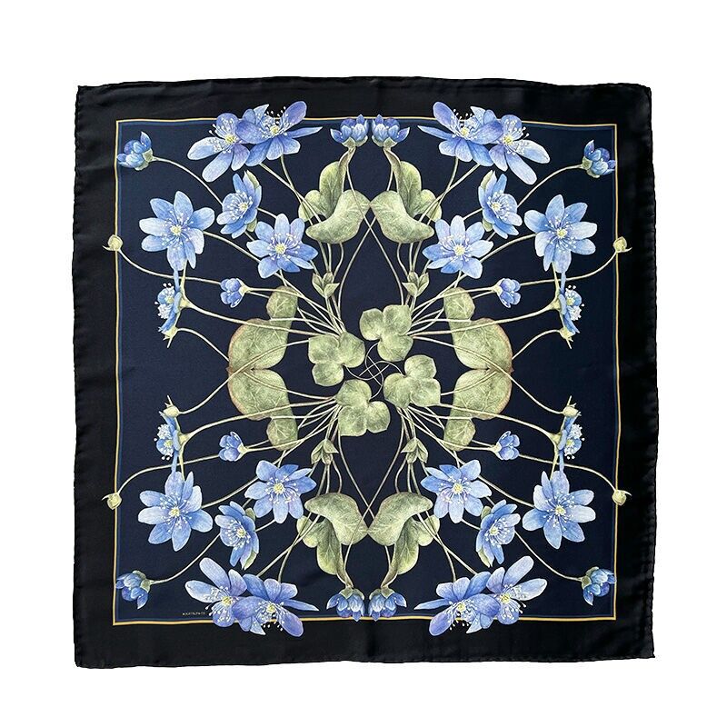 Pañuelo de seda - Anémona azul 50 cm