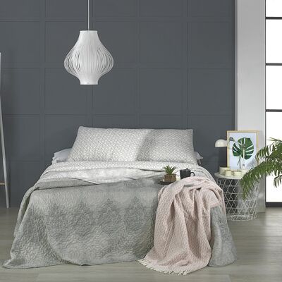 Colcha Bouti J17 Gris Tacto Supersuave para Cama de 105 + 1 Funda de Cojín4
