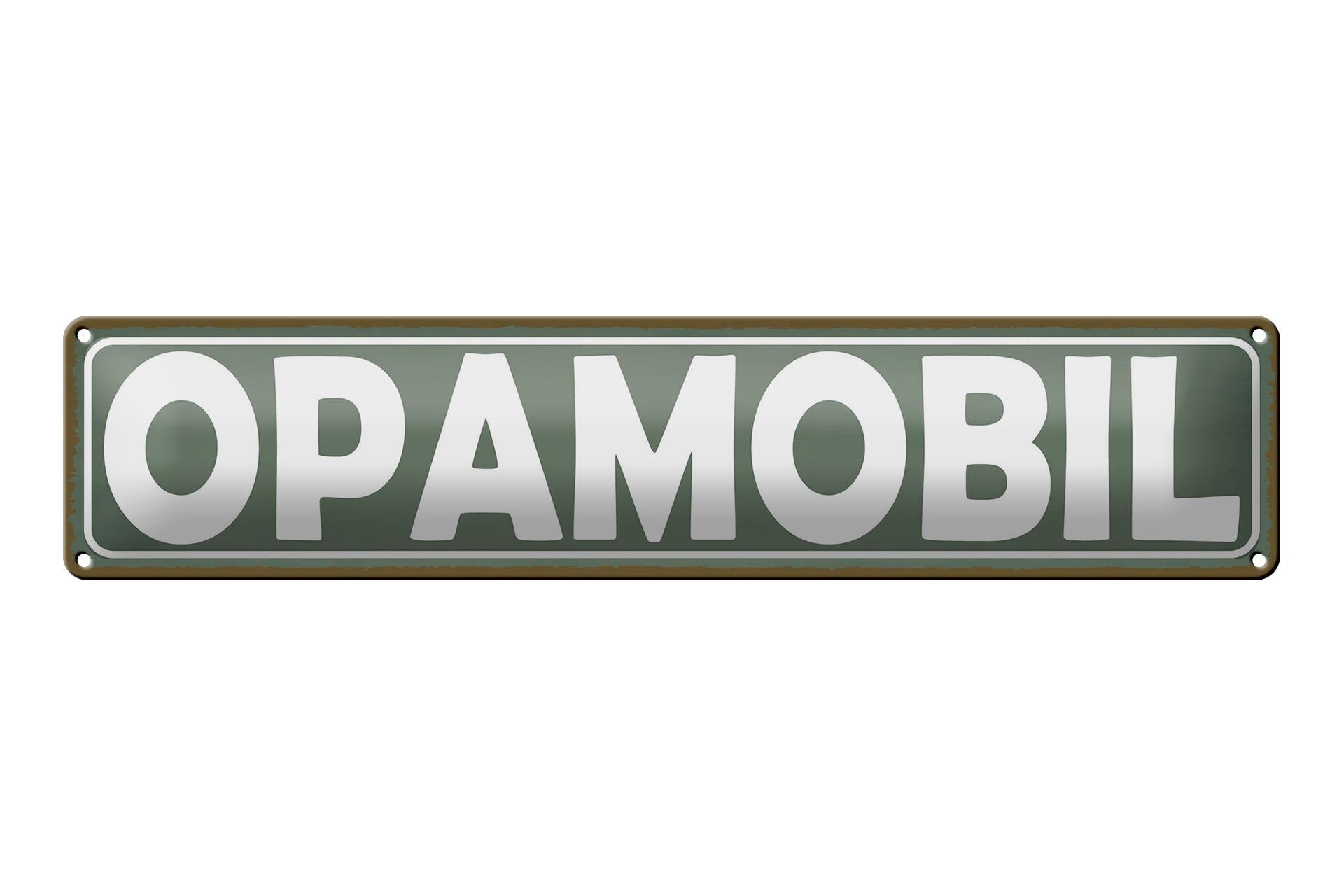 Blechschild Hinweis 46x10 cm Opamobil grünes Deko Schild