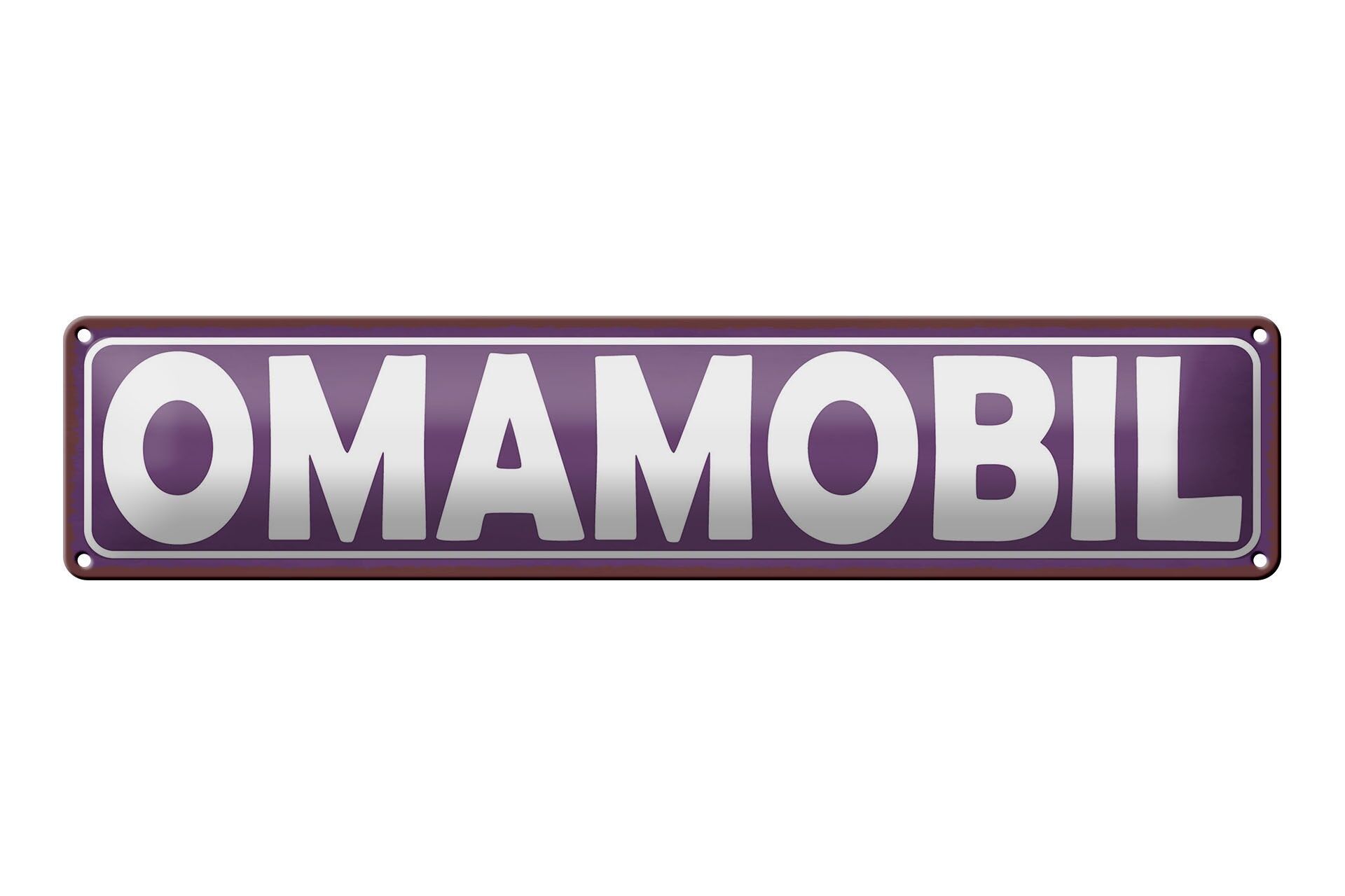 Blechschild Hinweis 46x10 cm Omamobil lila Deko Schild