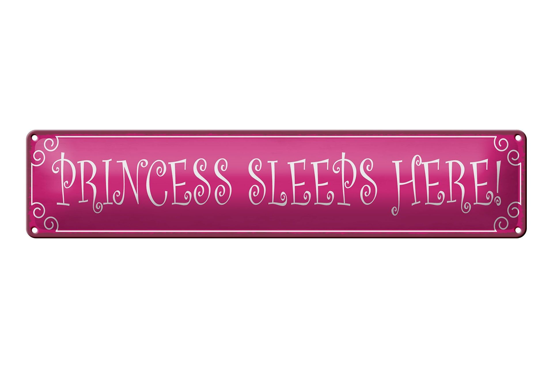 Blechschild Hinweis 46x10 cm Princess sleeps here rosa Deko Schild