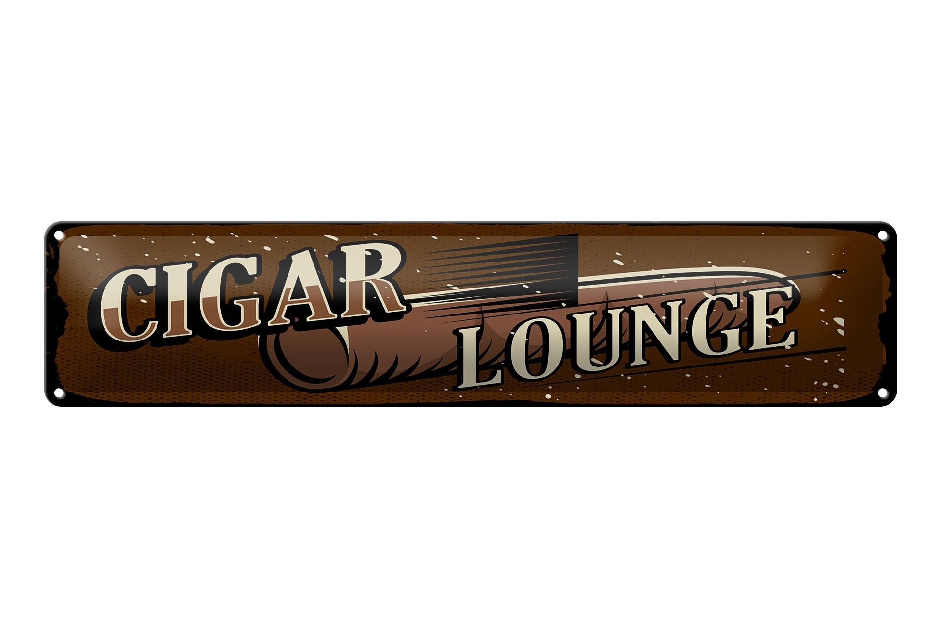 Blechschild Hinweis 46x10 cm Cigar Lounge braunes Deko Schild