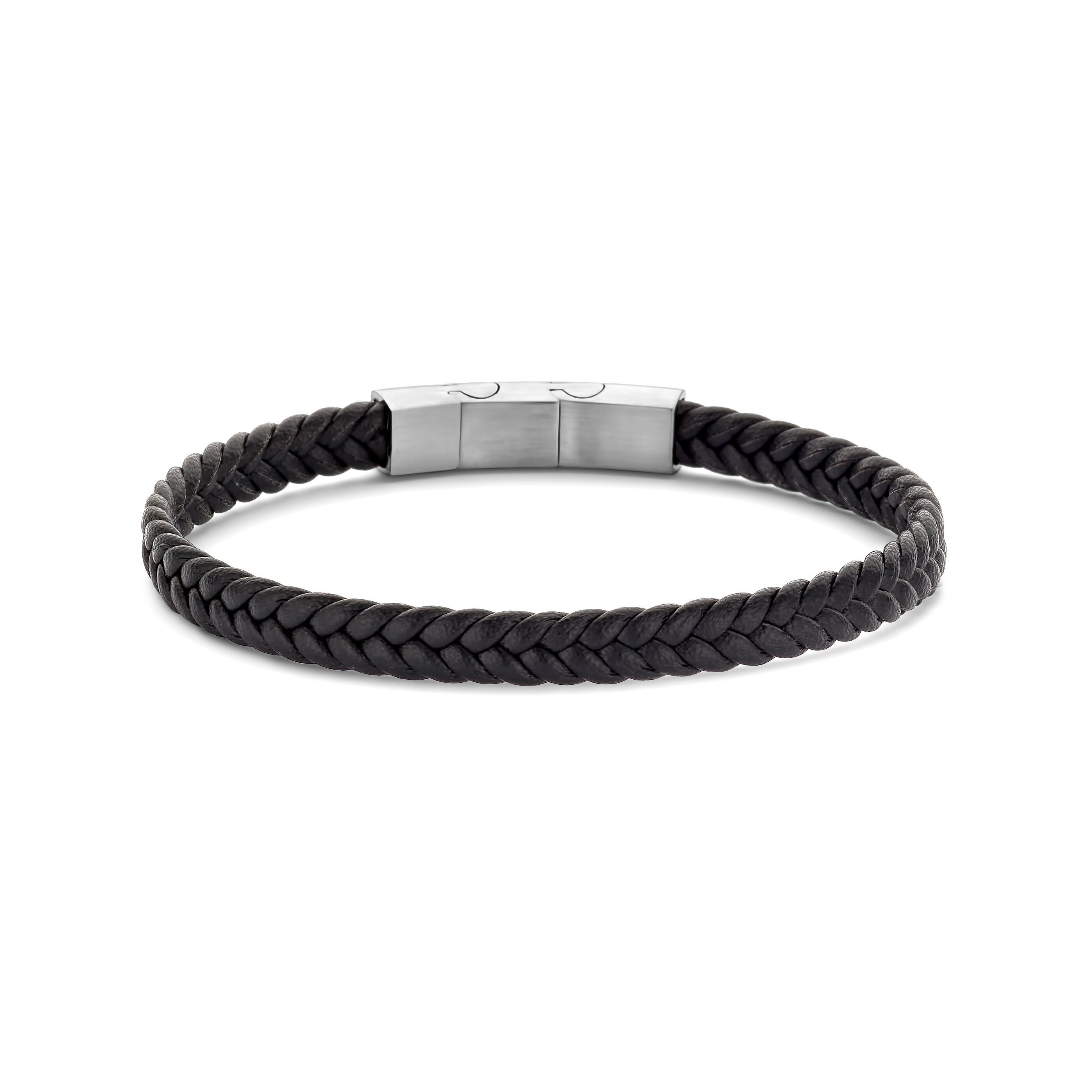 Frank 1967 leather black bracelet ips brushed 21cm