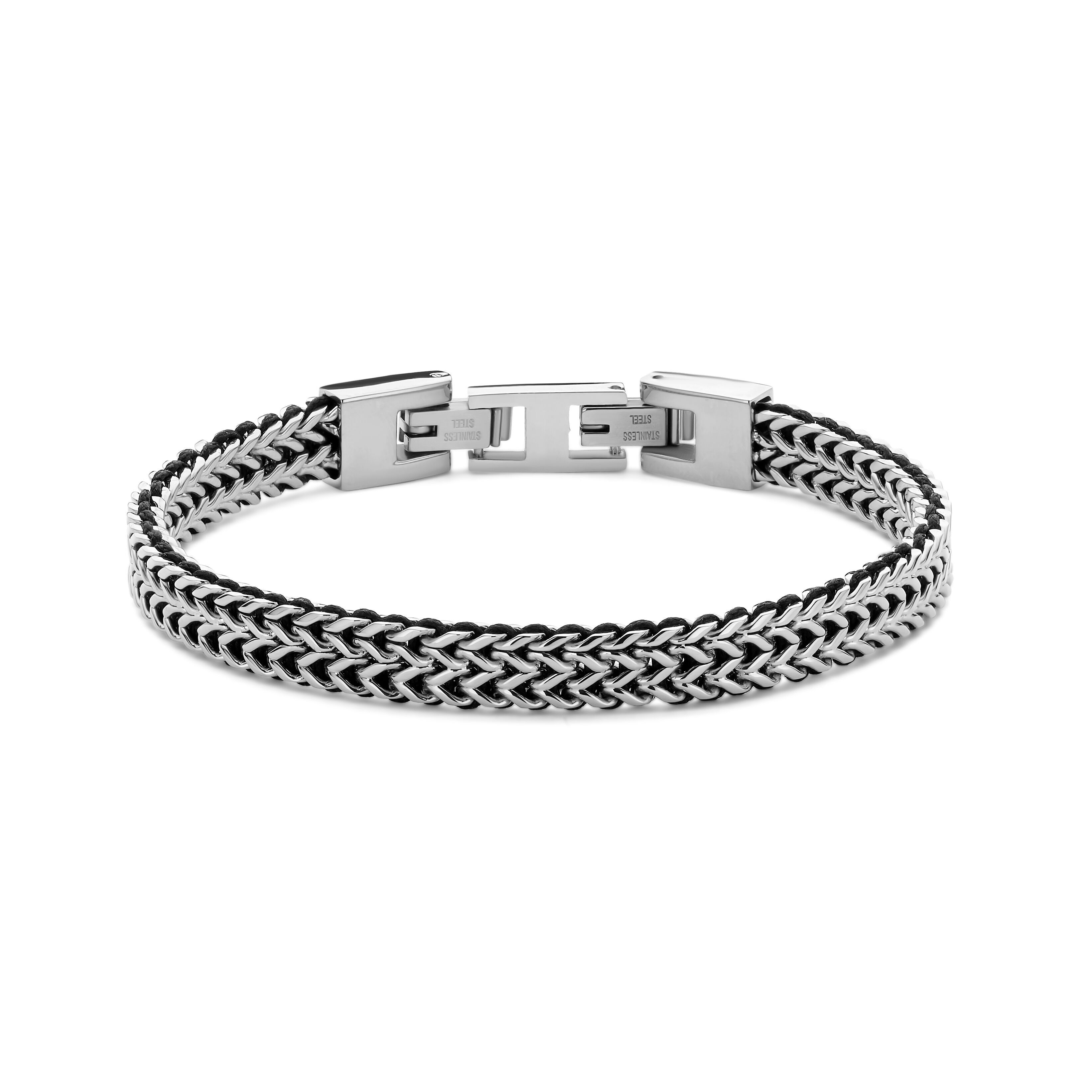 Brazalete Frank 1967 de acero con diseño de cola de zorro y correa de cuerda pulida