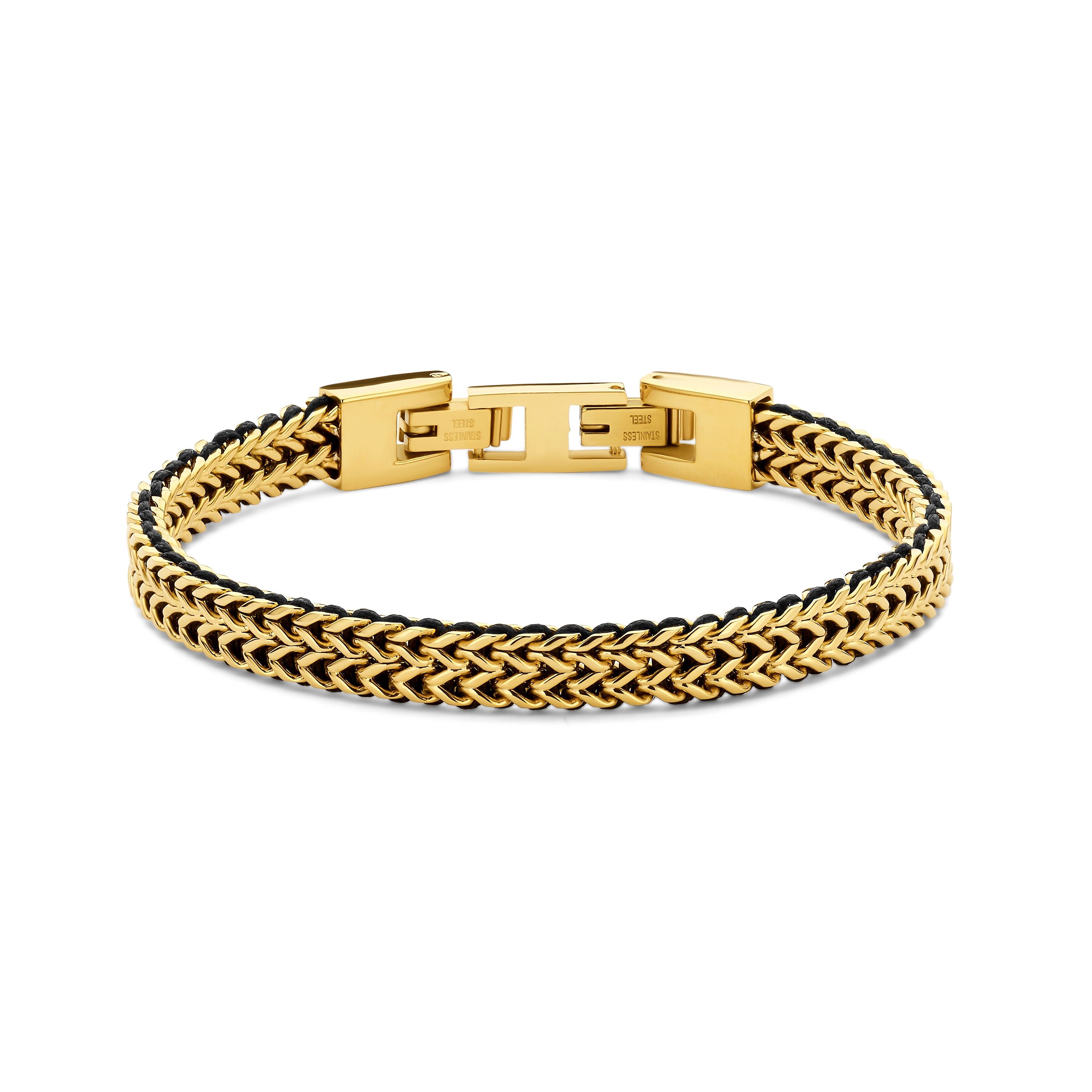 Brazalete Frank 1967 de acero con diseño de cola de zorro y cordón, pulido.