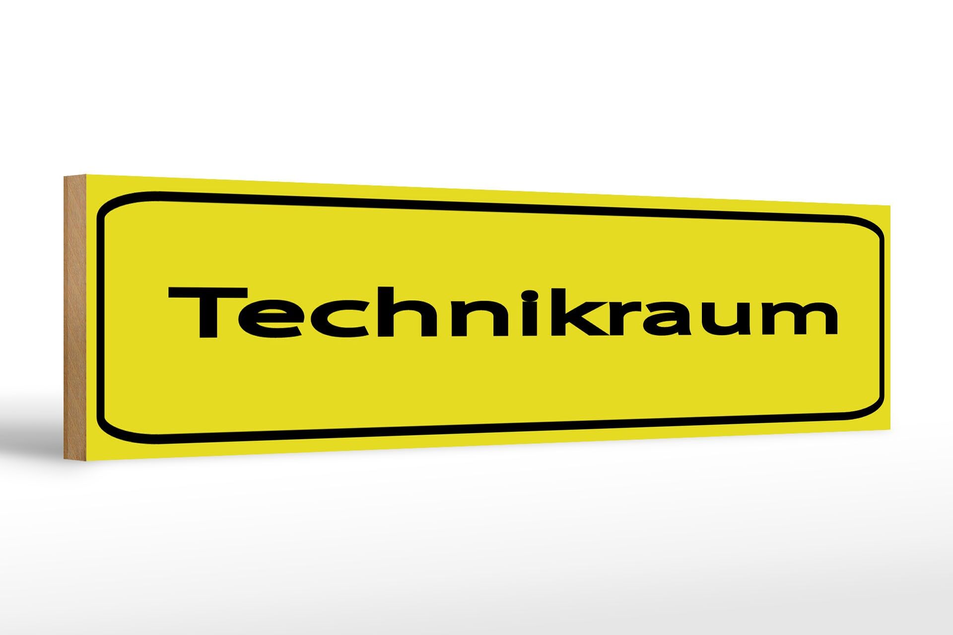 Cartello in legno, avviso, 46x10 cm, locale tecnico, cartello giallo