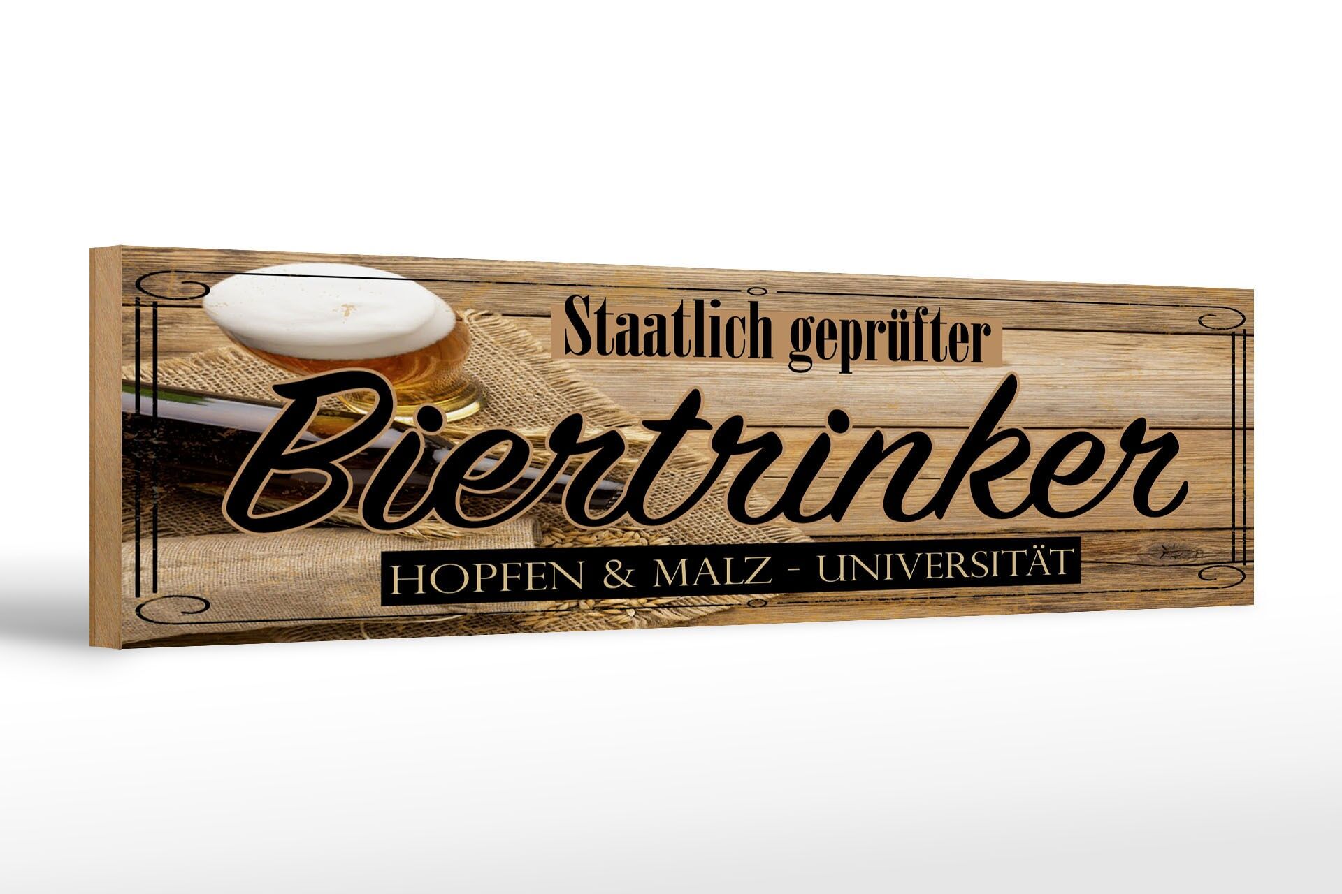 Cartello in legno con scritta, 46x10 cm, cartello decorativo "Bevitore di birra certificato dallo Stato"