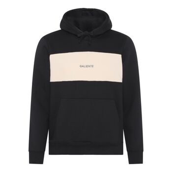 Sweat à capuche noir-beige 1