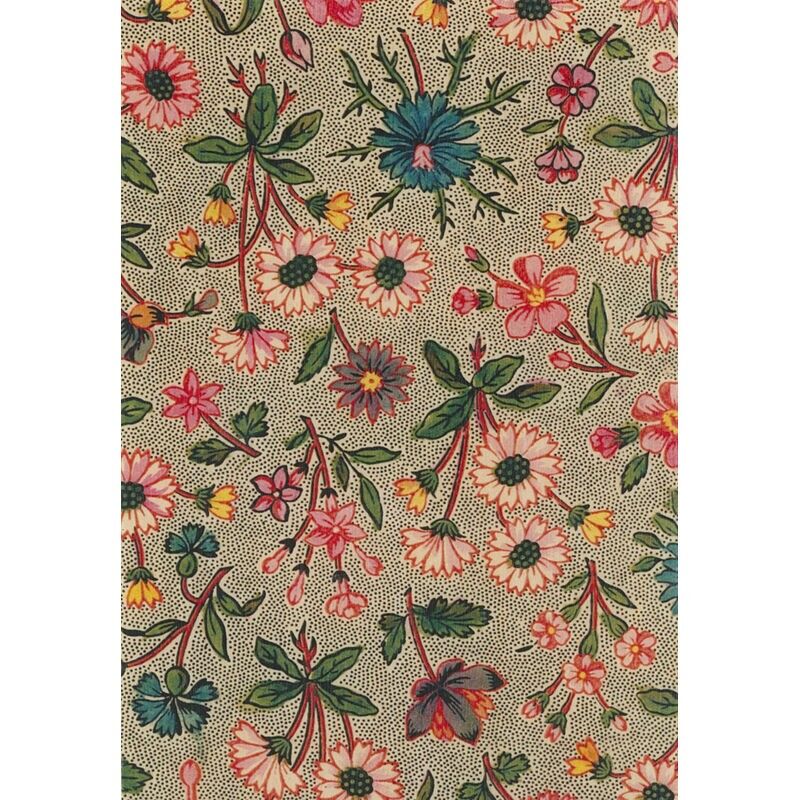 Carte postale en bois-toile de jouy marguerites