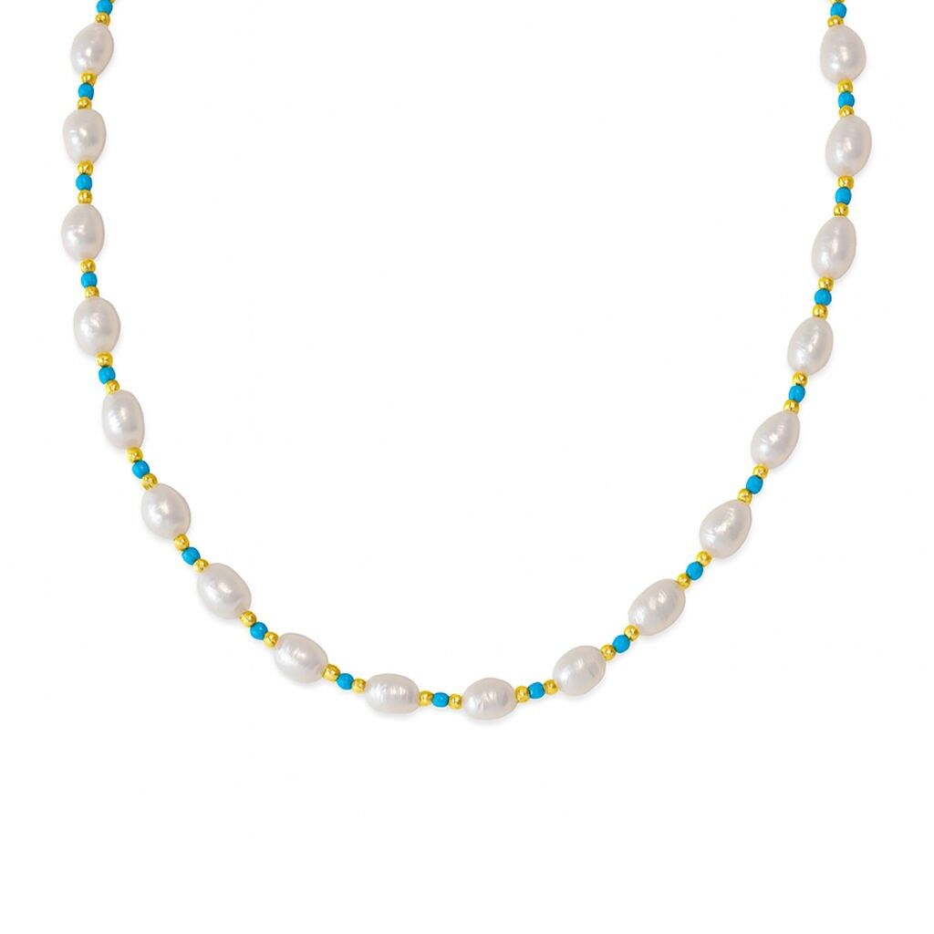 Collana di perle CO88 e perle turchesi ipg