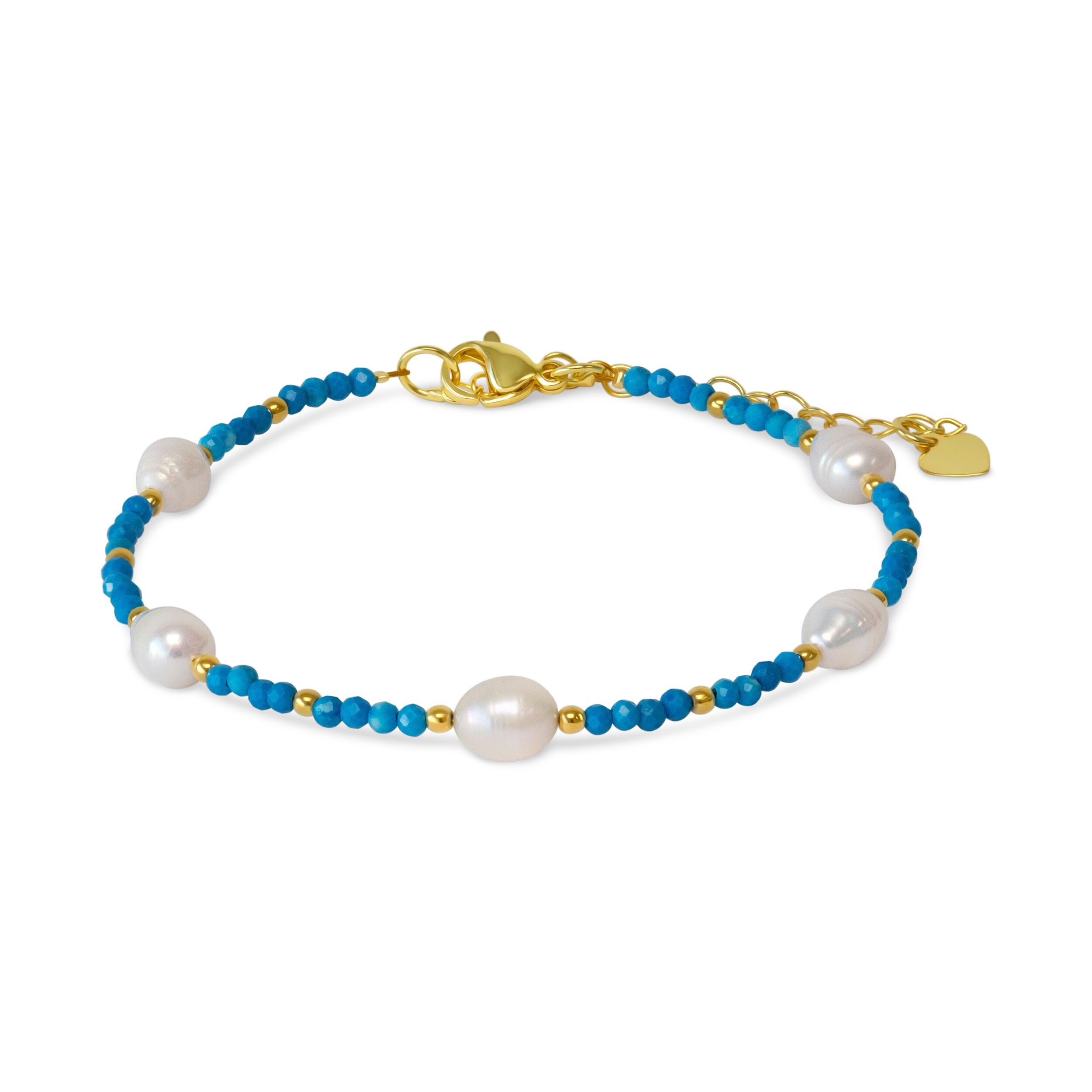 Bracciale con perline CO88 turchese e perla ipg