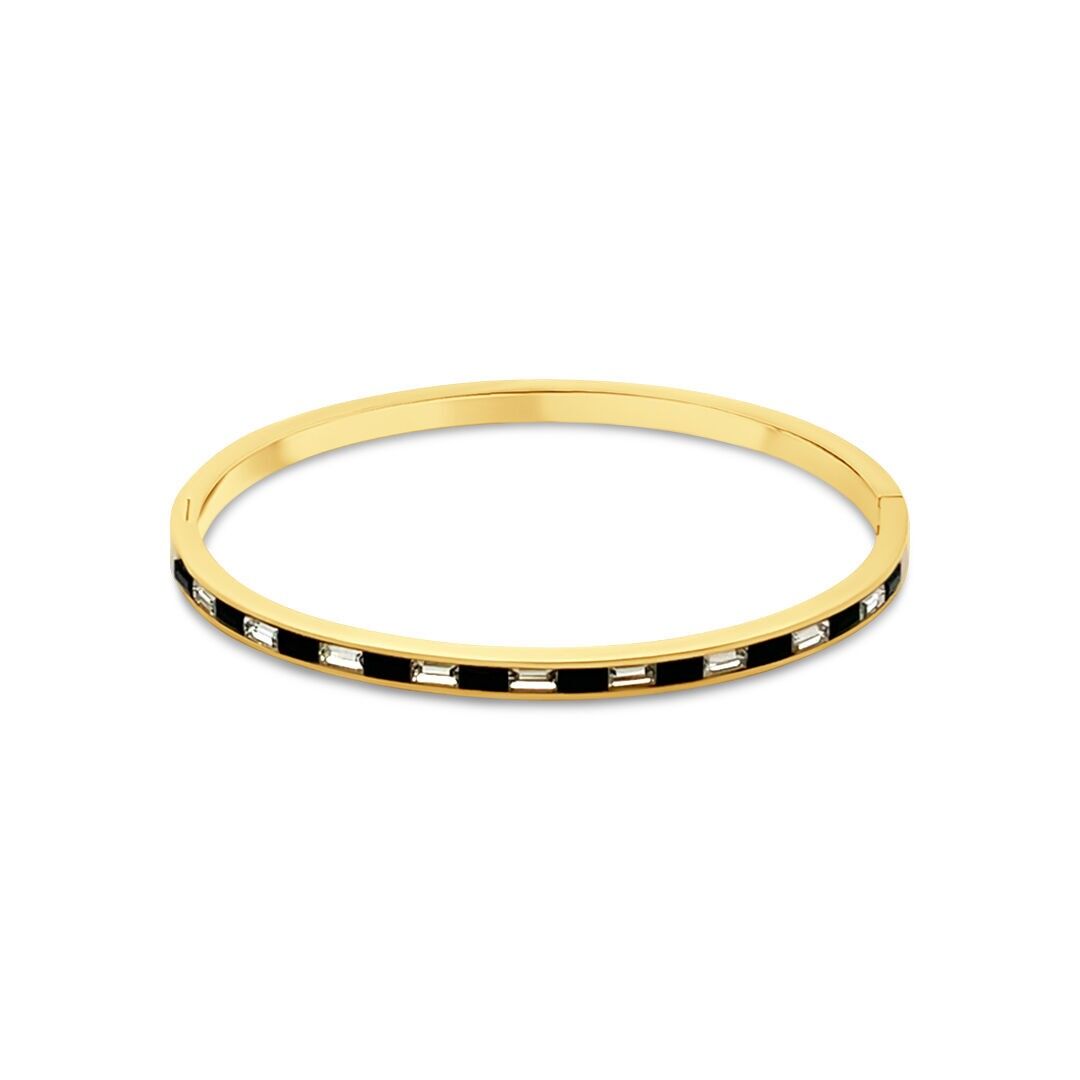 Brazalete CO88 con piedras cz blancas y negras ipg