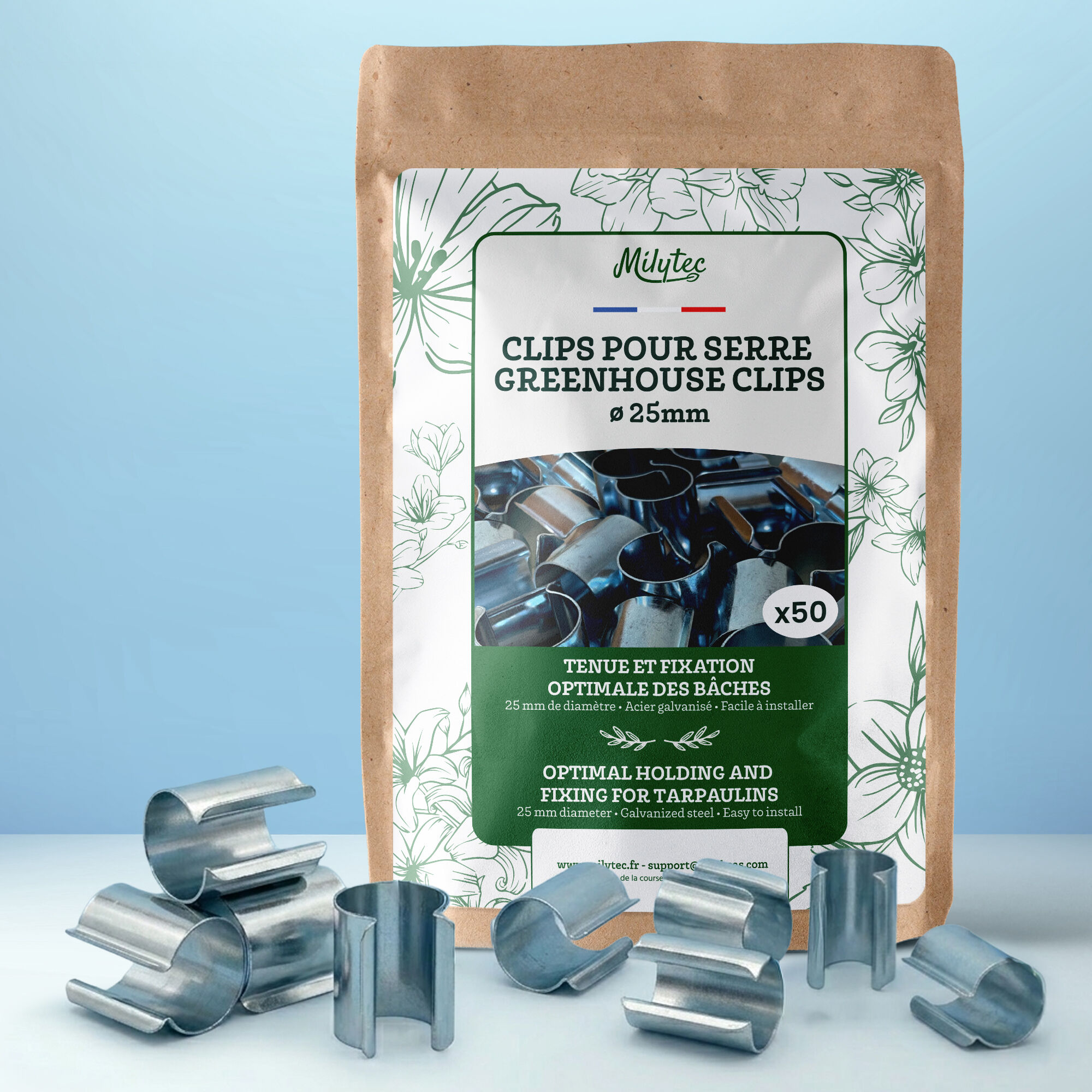 Lot de 50 clips de serre
