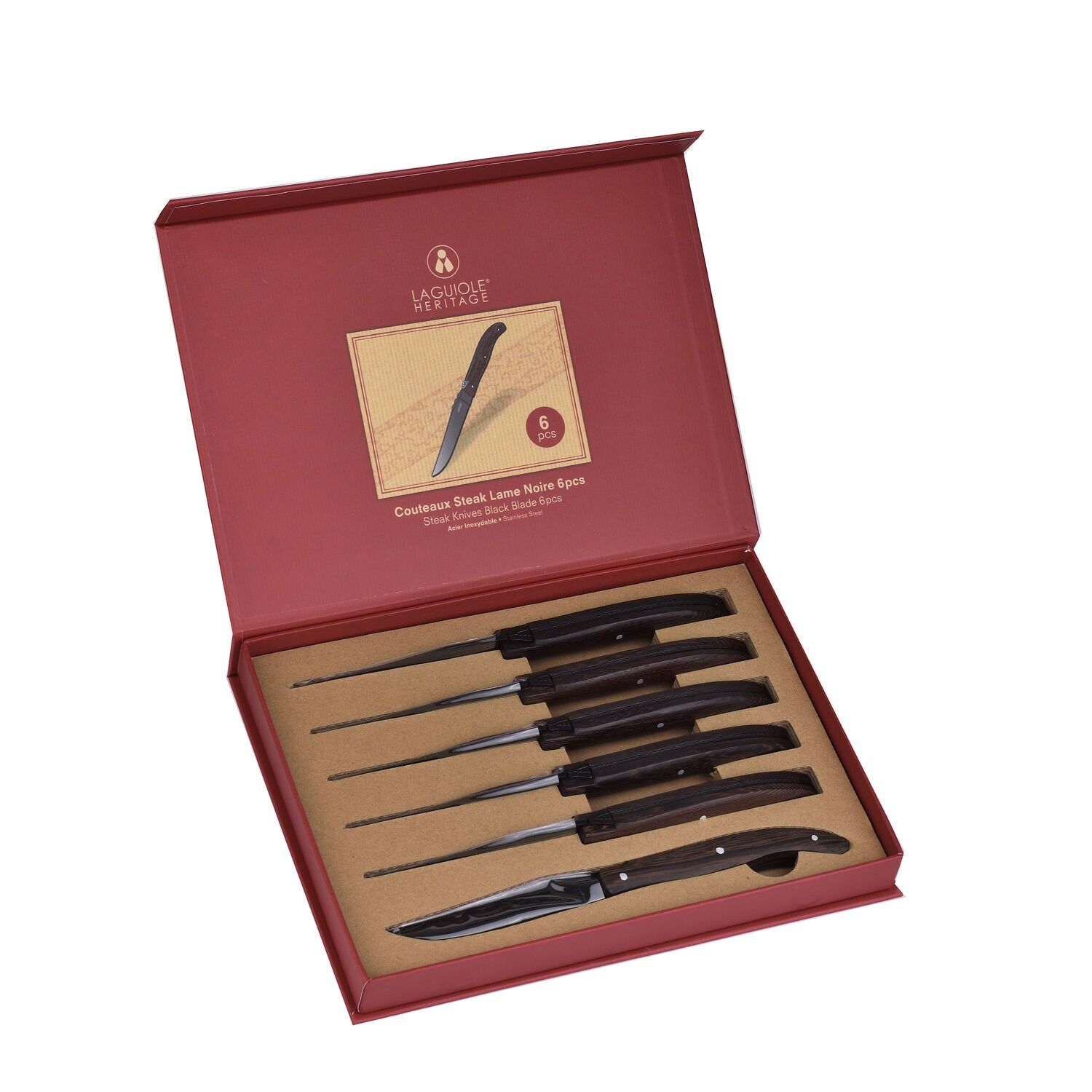 Laguiole Steakmesser – Schwarzer Griff – 6 Stück