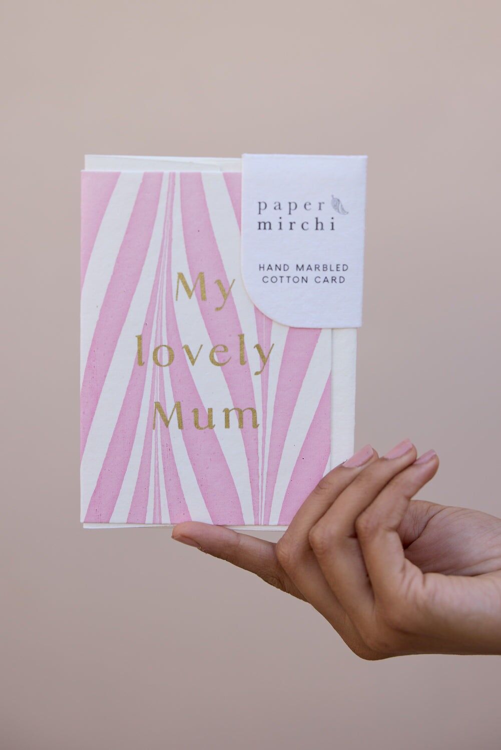 Biglietto d'auguri marmorizzato a mano - Pink Candy Mum