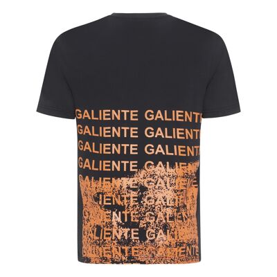 T-shirt with orange logo print down the back black