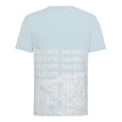 T-shirt with white logo print down the back light blue