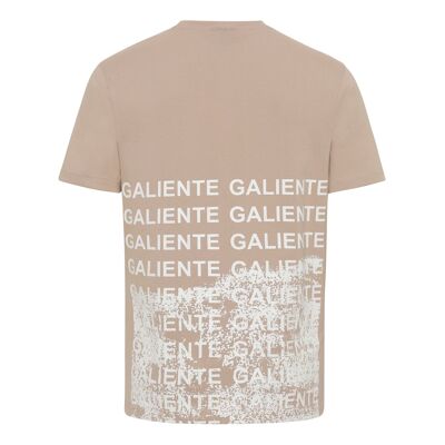 T-shirt with white logo print down the back beige