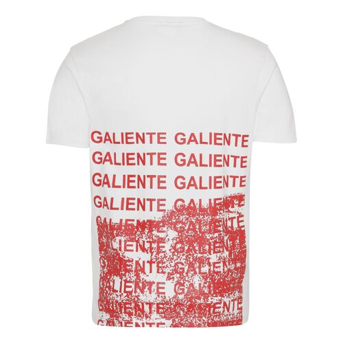 T-shirt with red logo print down the back white