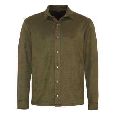 Shirt faux suede army green