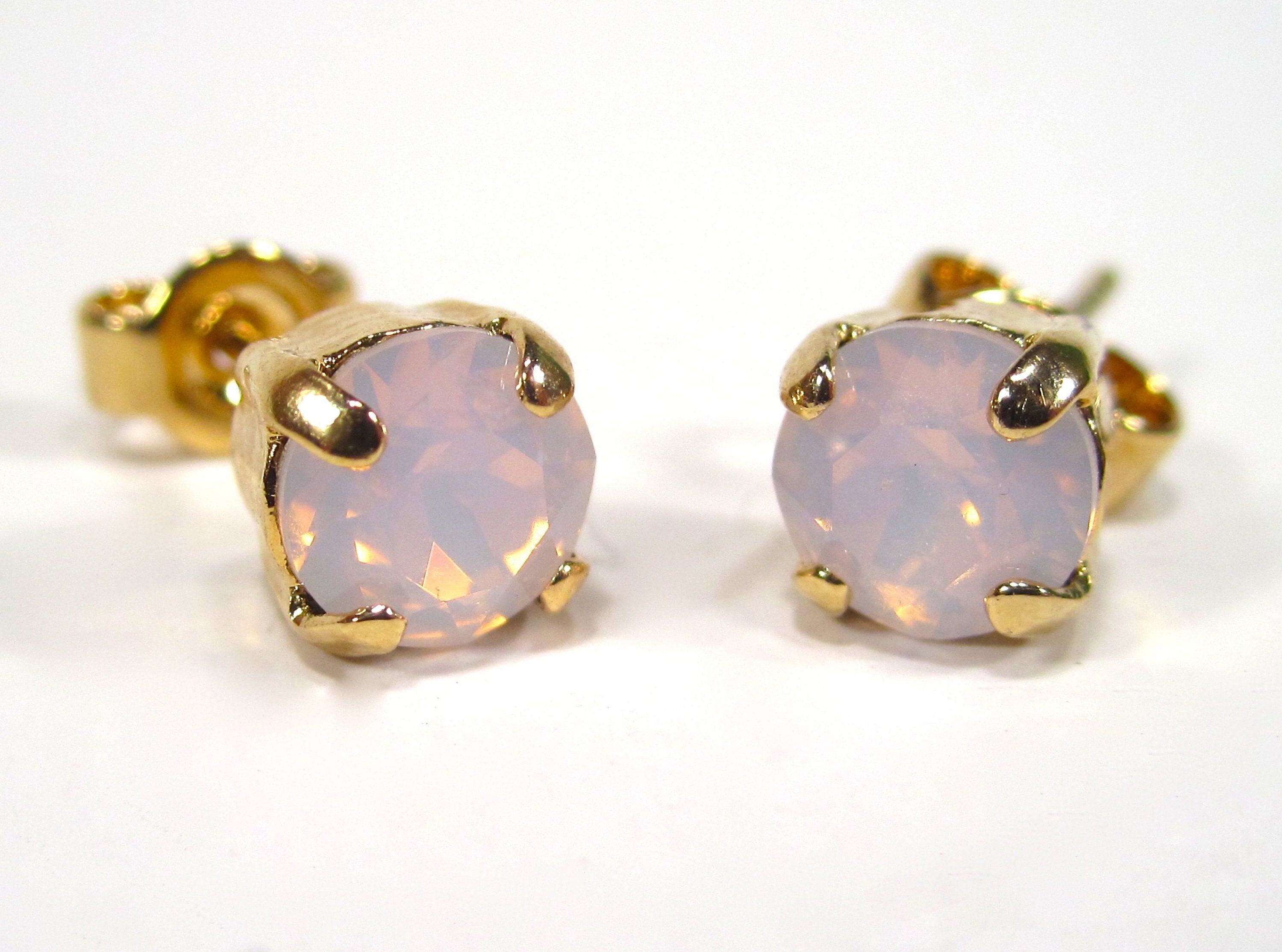 SoHo® Ohrstecker rose water opal, white opal, chrysolite opal, pacific opal, Farbe nach Wunsch, Silber 925 Stecker, 18k vergoldet