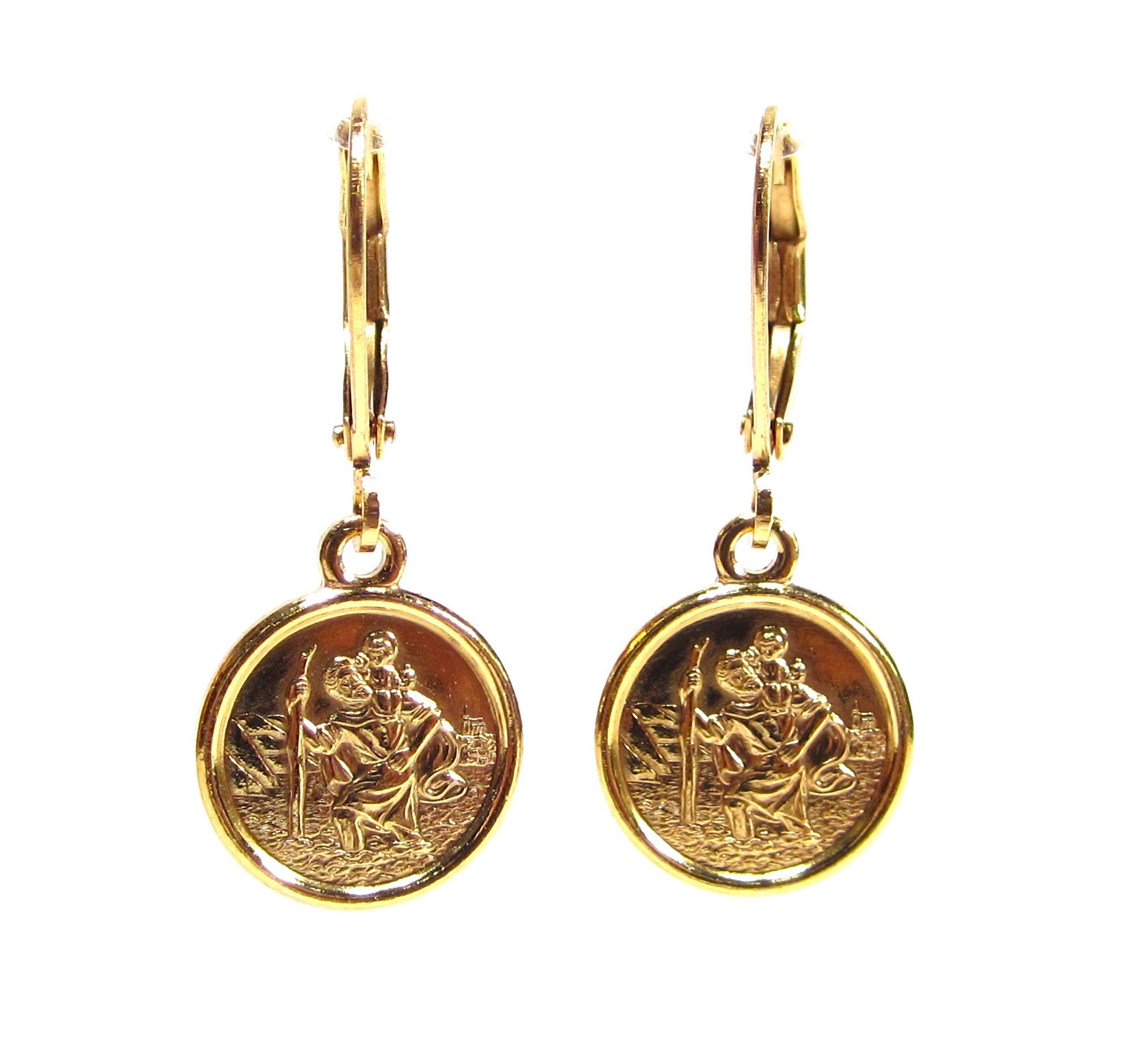 SoHo® Ohrhänger Ohrringe christophorus vergoldet Schutzheiliger Reise Jesus made in cologne