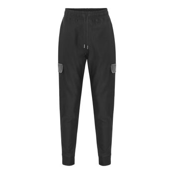 Pantalon noir avec détails en cuir PU 1
