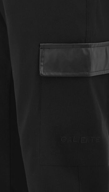 Pantalon noir avec détails en cuir PU 3