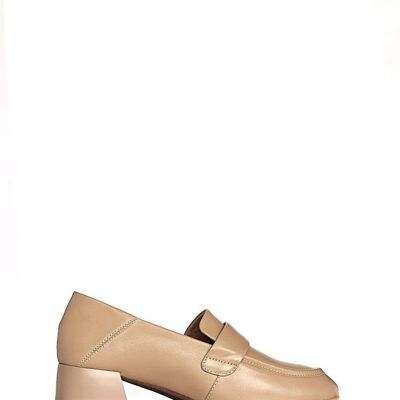 Nora beige leather loafer