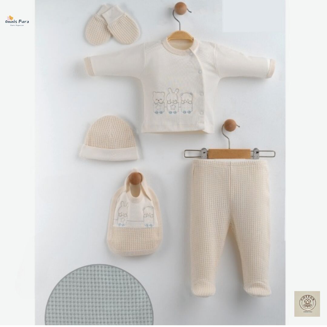 Ensemble 5 pièces pour bébé garçon (0-3 mois) avec motif train