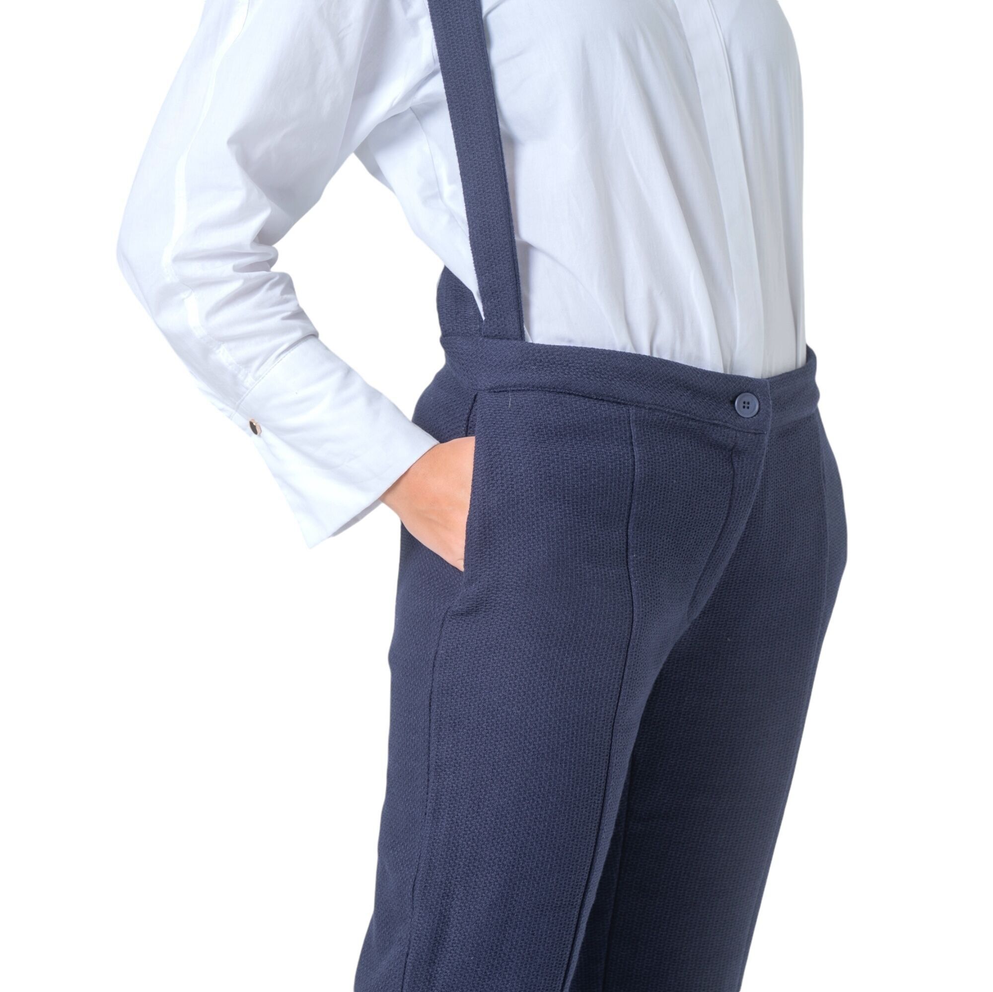 pantalones de tweed azul marino