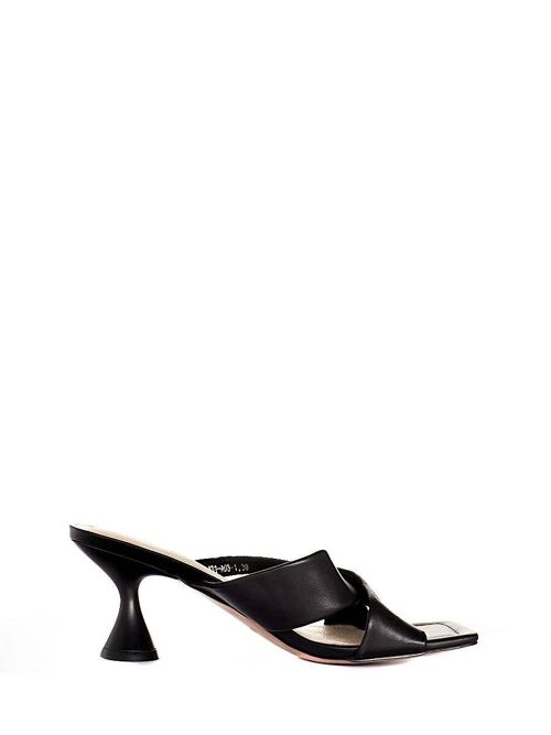 Lara black hourglass heel mule