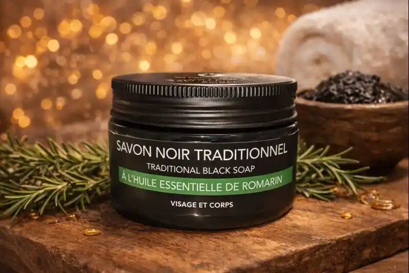 Jabón negro con aceite esencial de romero 150ml