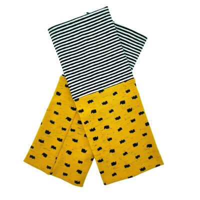 Arm warmers stripes ocher yellow polka dots