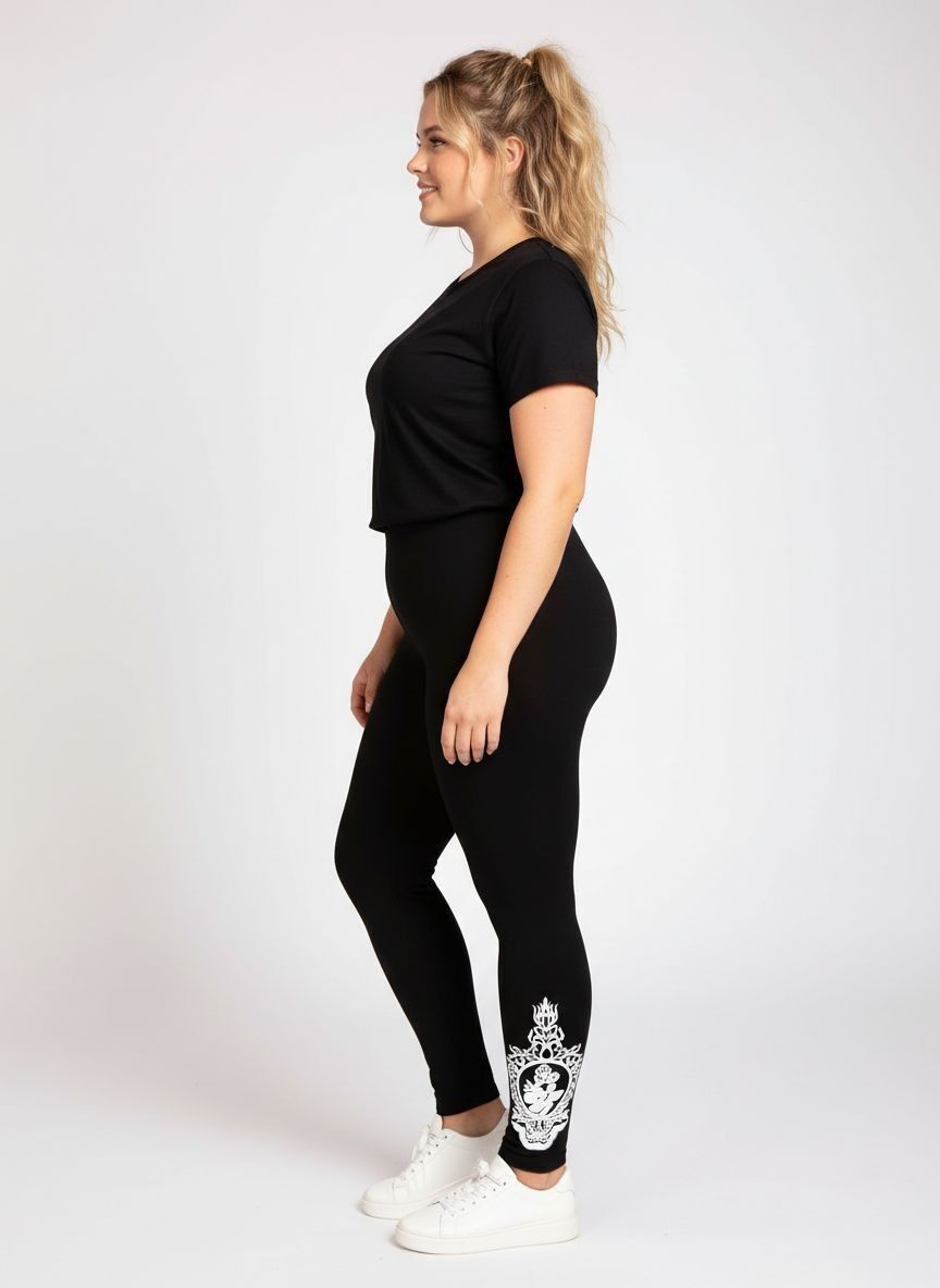 Legging avec motif blanc grande taille (B94)