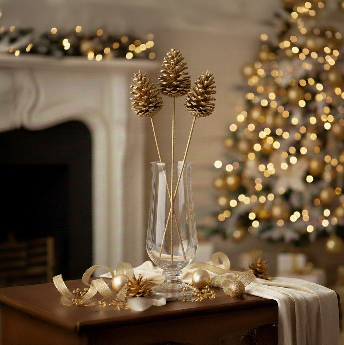 Pine cone - golden stem