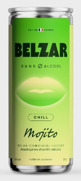 Belzar Chill – Mojito relajante sin alcohol 0% (lata de 25 cl) – Ideal para un aperitivo relajante – Pedido anticipado, entrega a principios de enero