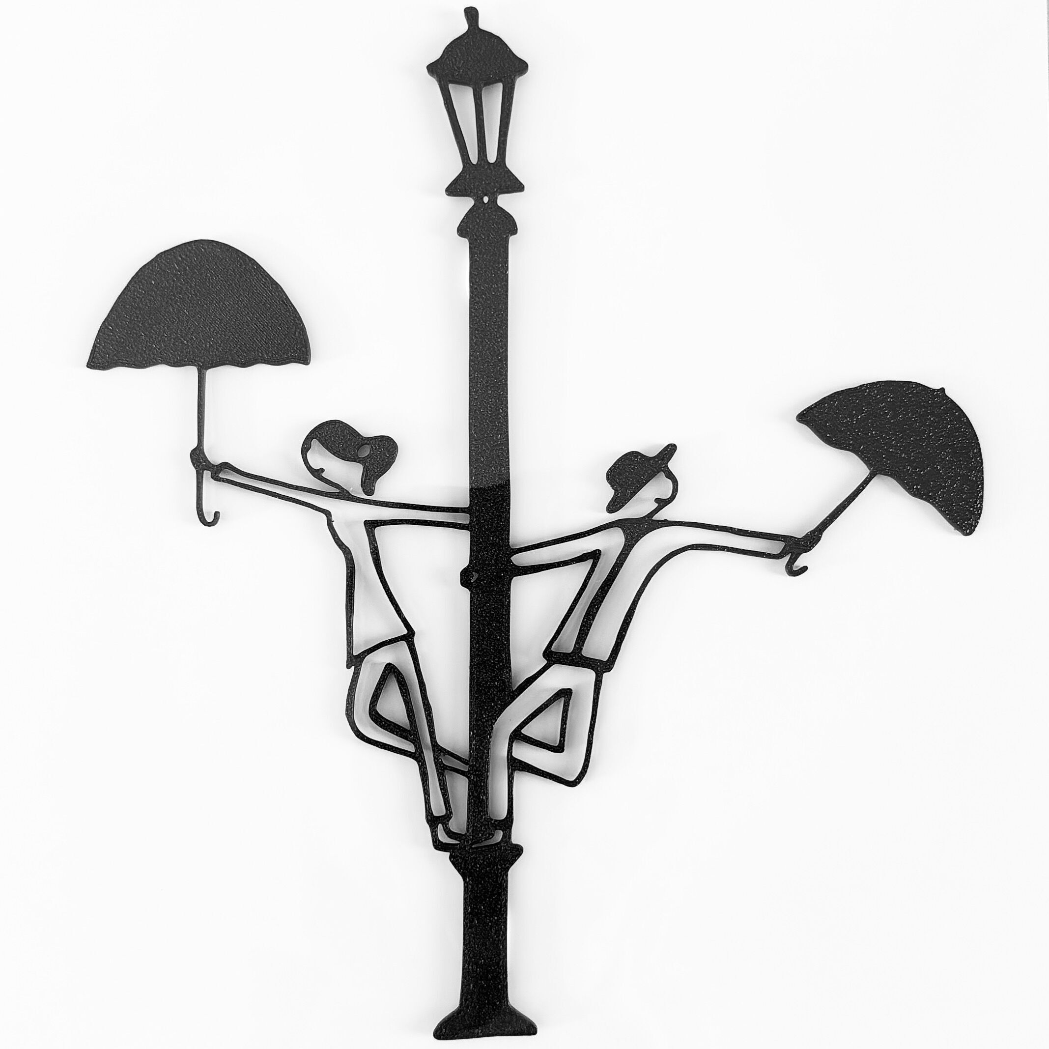 Due sotto la pioggia, decorazione murale in PLA nero