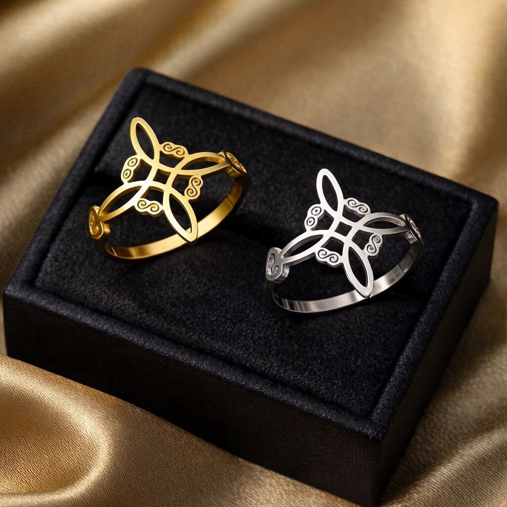 Witch's knot ring, steel ring