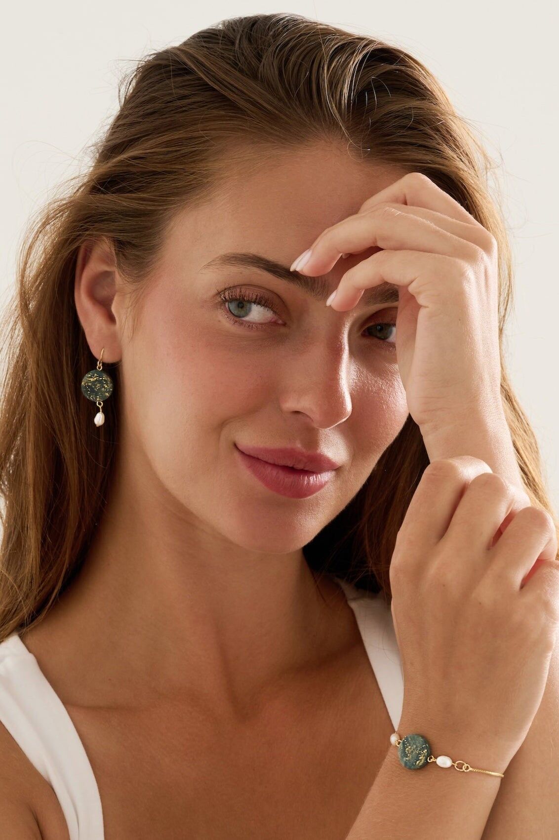 Set di orecchini e bracciale in pasta polimerica - Set di argilla e perle