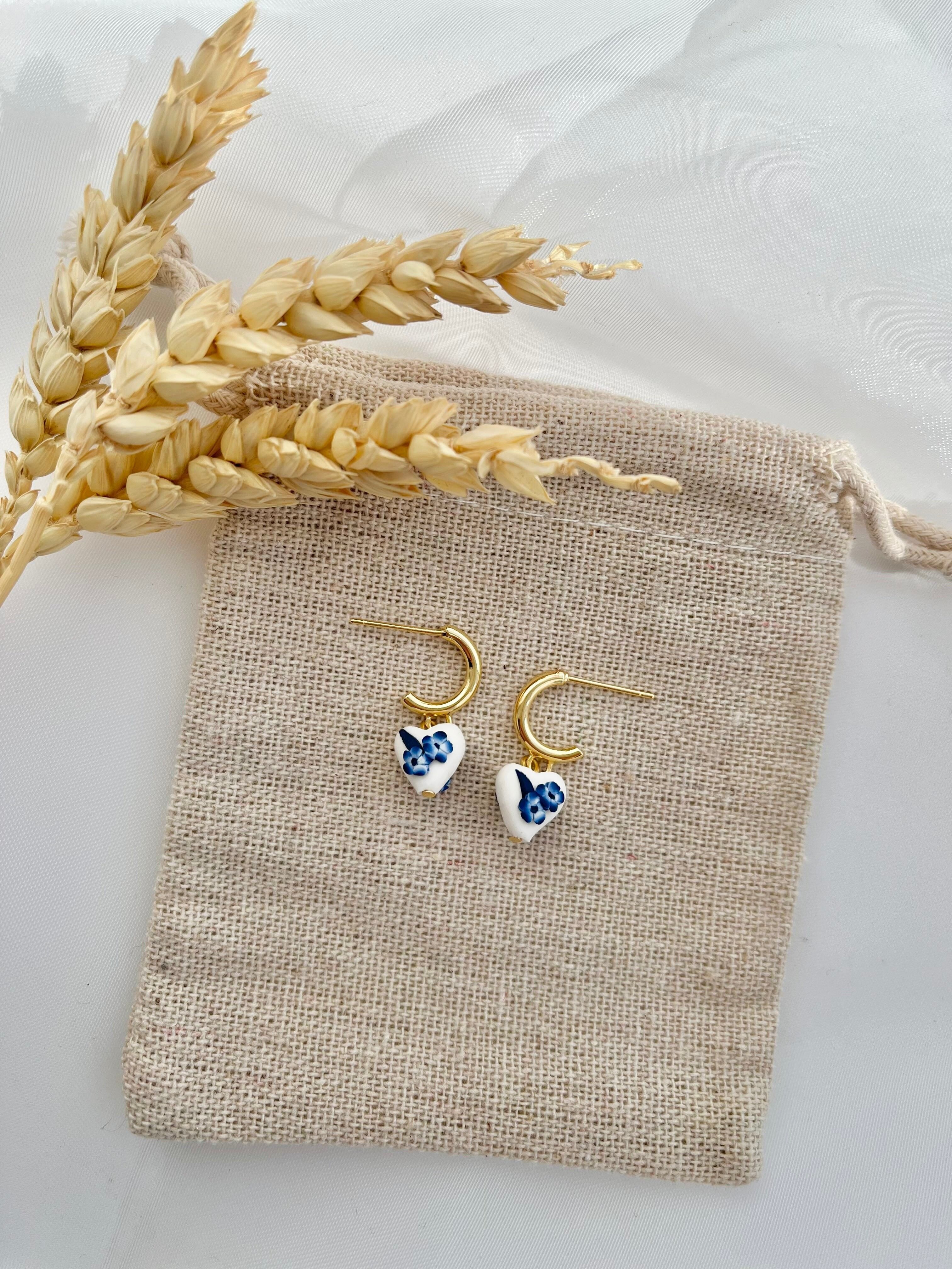 Boucles d'oreilles délicates en pâte polymère - Cœur tendre