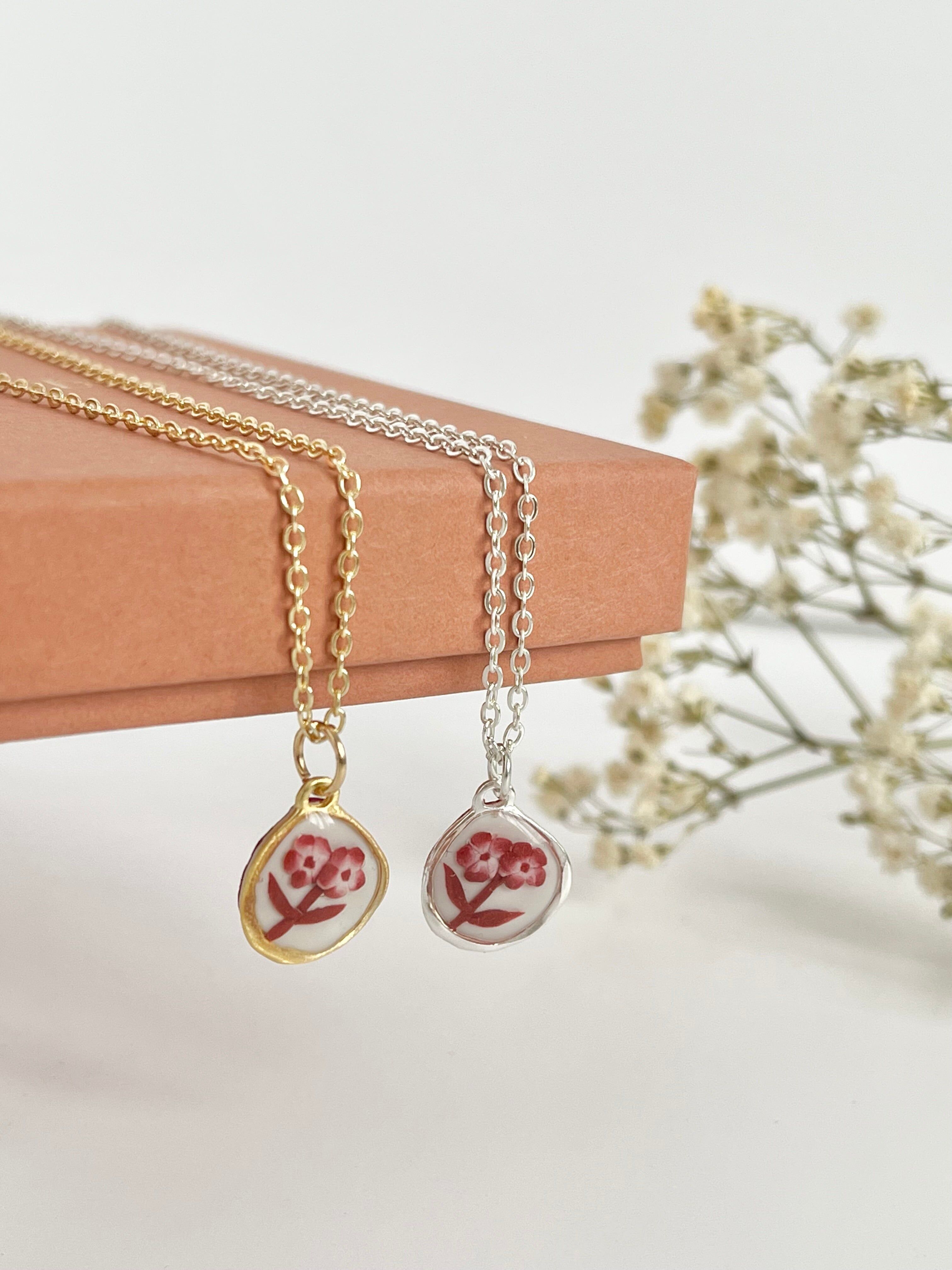 Delicata collana in pasta polimerica - Collana in porcellana rossa n. 1