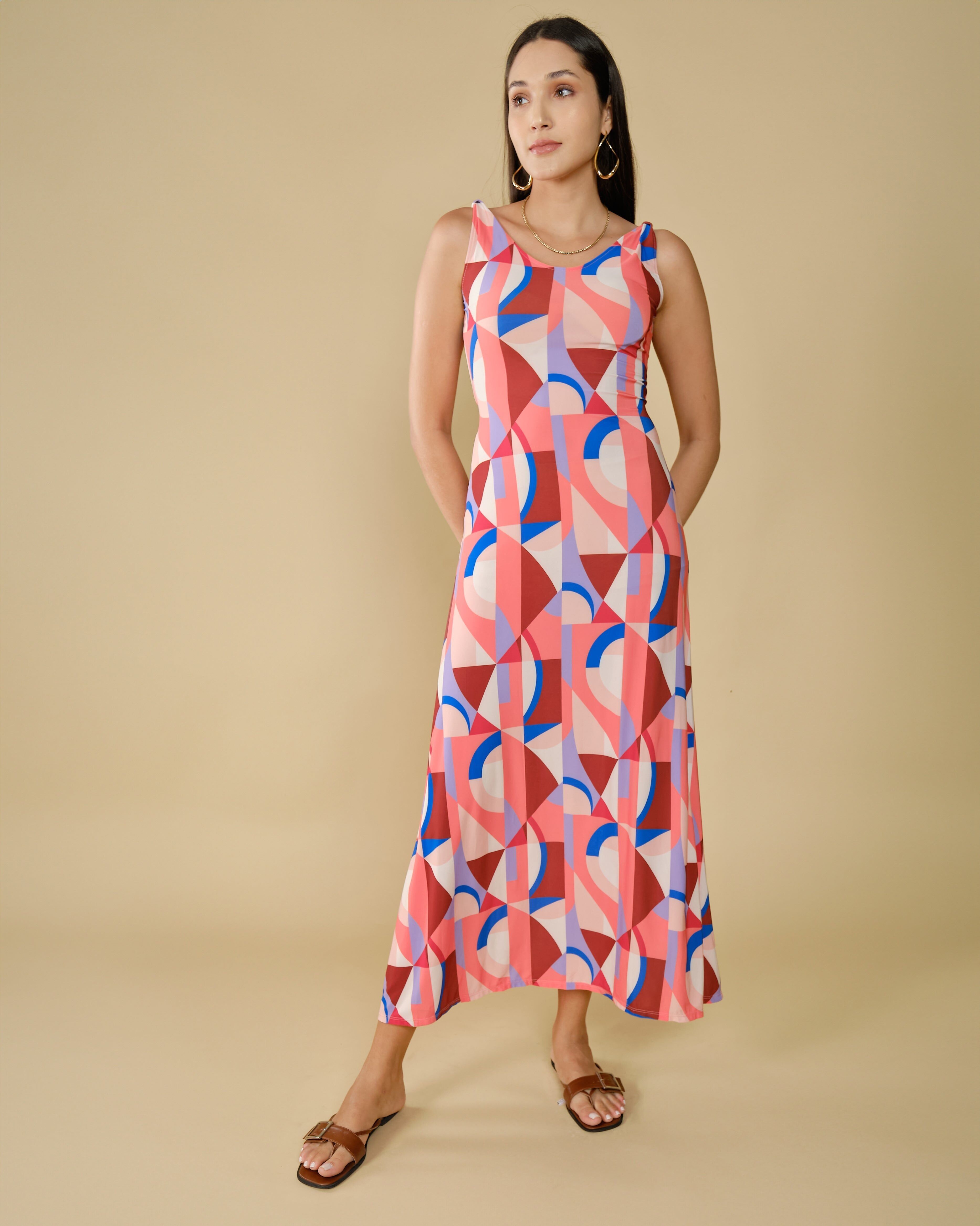 Robe longue dos fantaisie imprimé Vassy - Brama