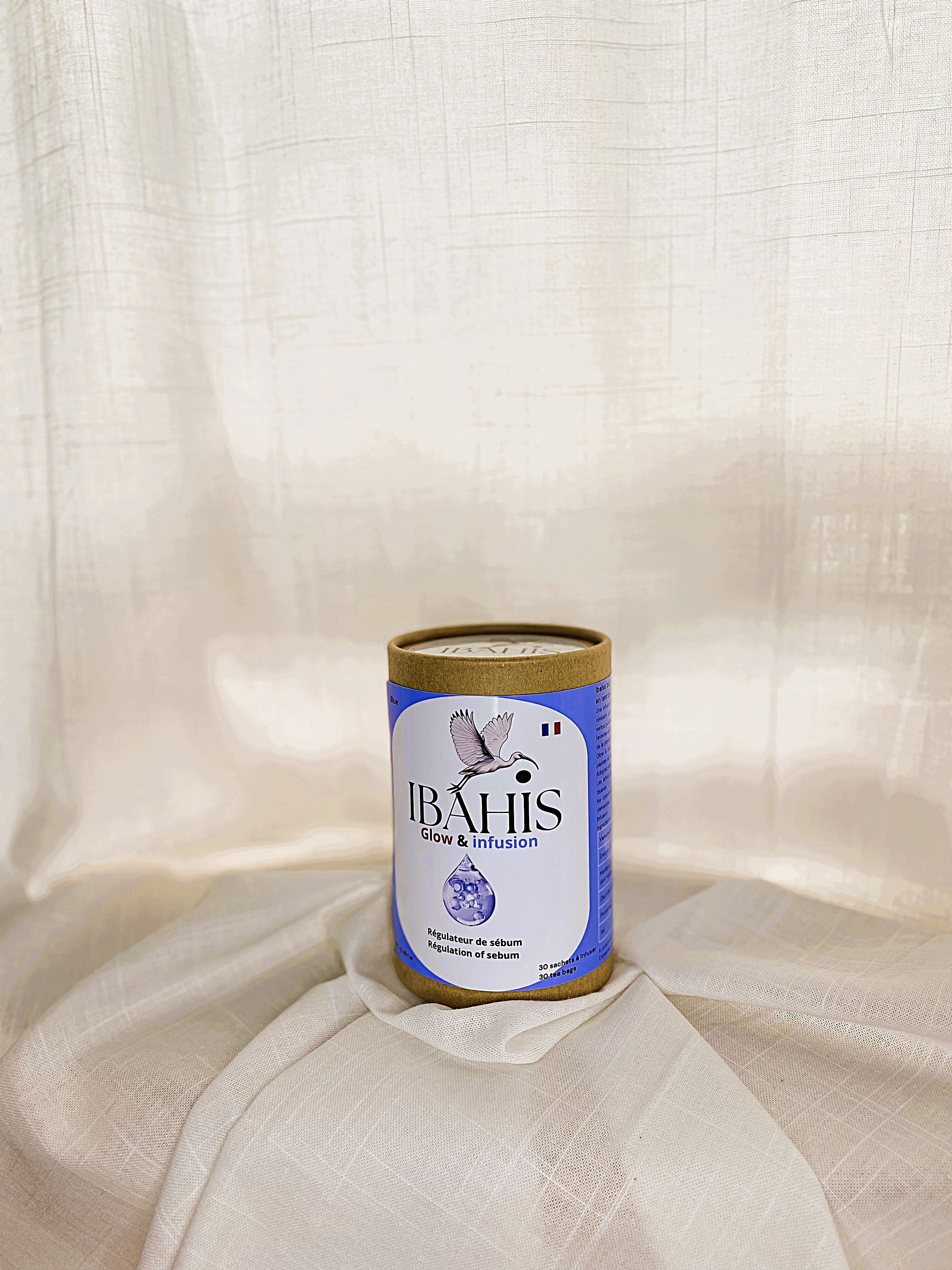 Ibahis Blue Glow & Infusion, boisson beauté régulateur de sébum à base de plantes bio (30 sachets)