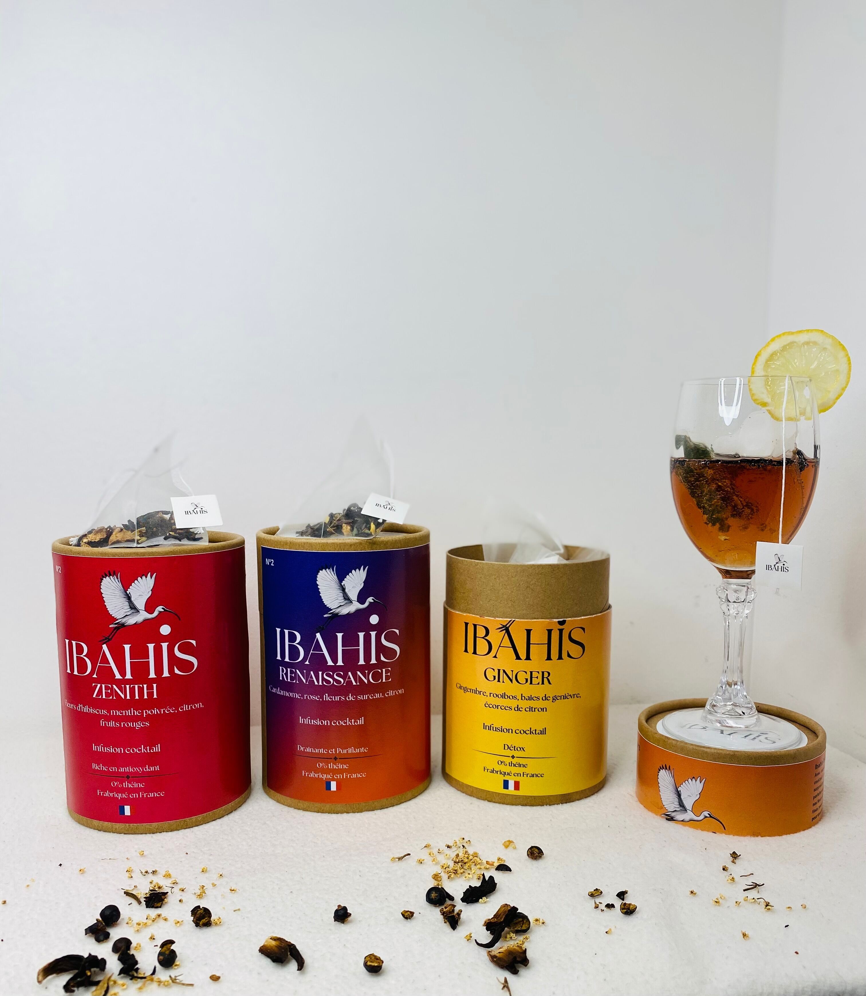 Ibahis Zénith apéritif cocktail à base de fleurs d'hibiscus et de menthe poivrée bio en sachet à infuser (10 cocktails)