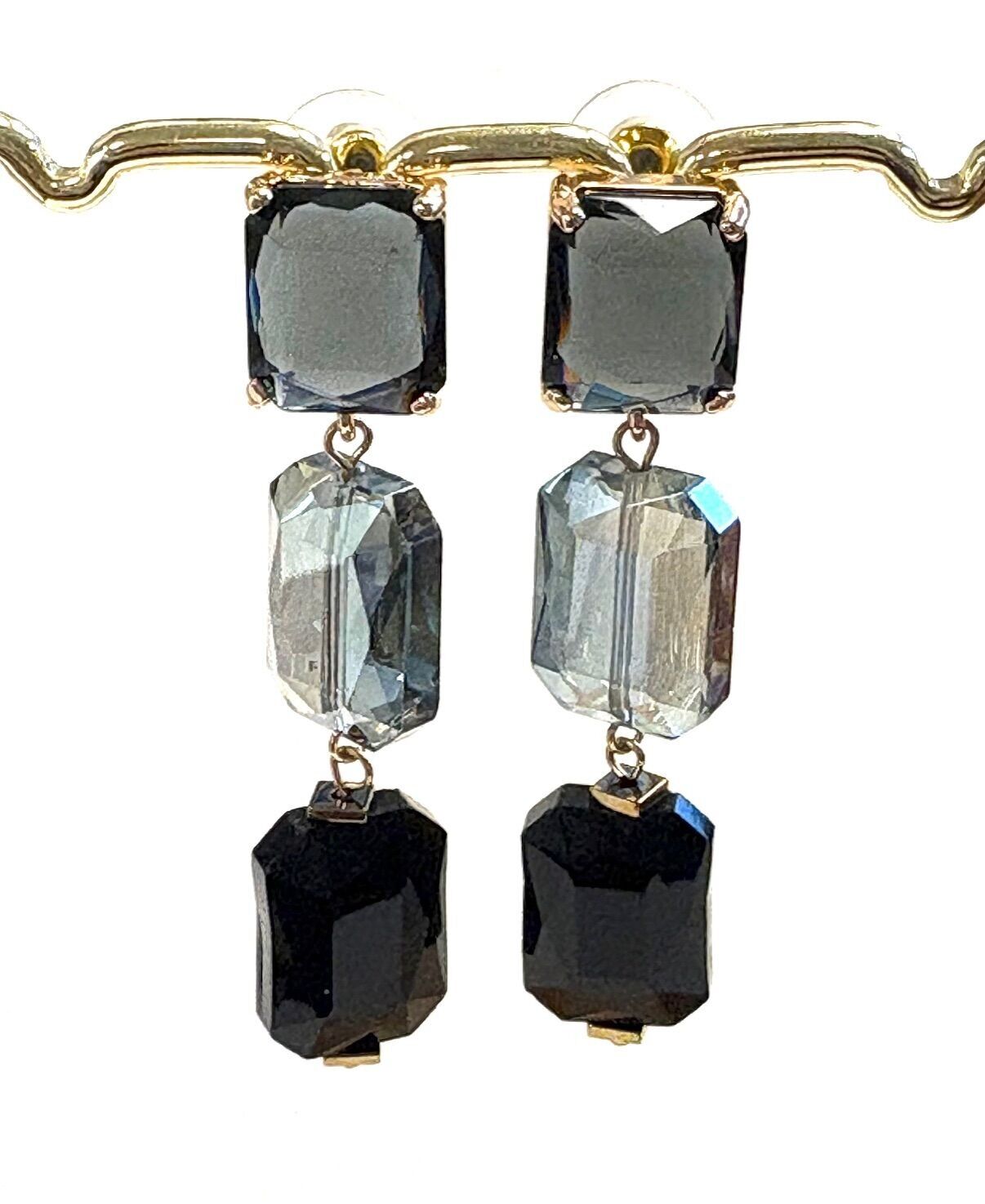 Long crystal earrings black/gray