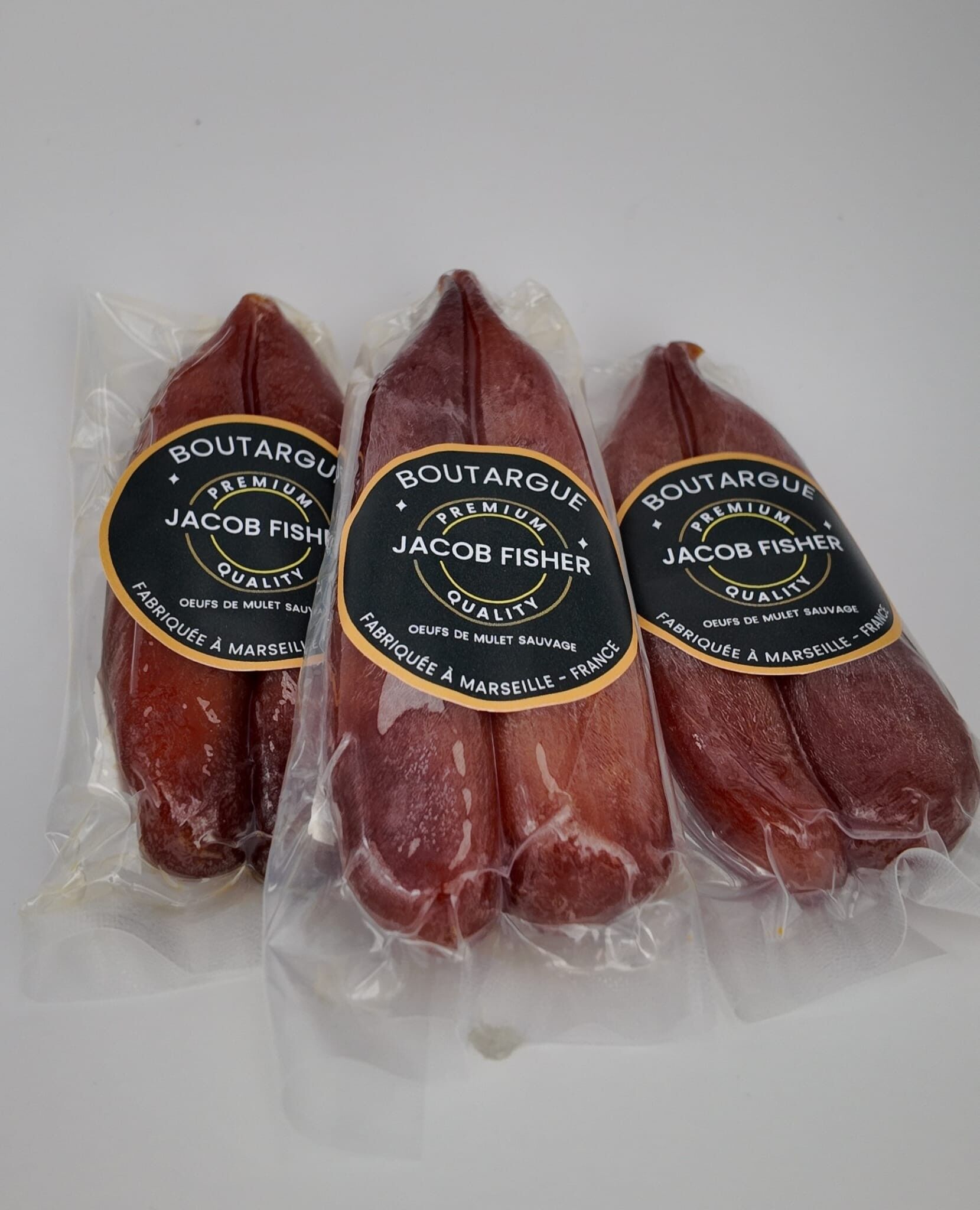 Boutargue Jacob Fisher - Paquet 3 pièces Sans Cire, Transparente 300-350g Poids Total - Artisanale Marseille